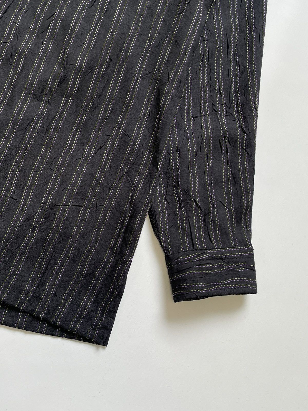 Issey Miyake Black Creased Nylon Multi Stitch Shirt Size US XL / EU 56 / 4 - 13 Thumbnail