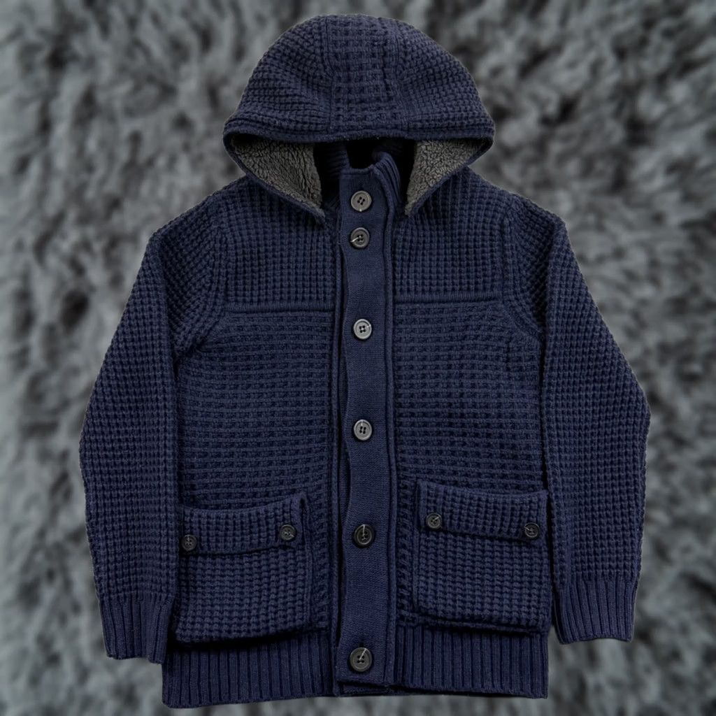 Vintage Emozioni Uomo Cardigan Sweater Mens Small Blue Hooded Button Nylon Wool Italy Size US S / EU 44-46 / 1 - 1 Thumbnail