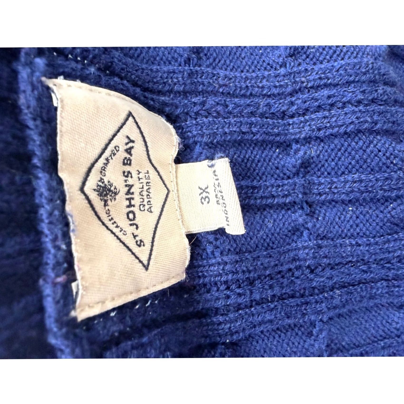 Vintage St. John's Bay Sweater Womens Blue Cable Knit V-Neck Relaxed 3X Pullover Knit Knit Royal Blue Womens Plus Size Casual Fall Winter Spring Womens Size XXL / US 16-18 / IT 52-54 - 6 Thumbnail
