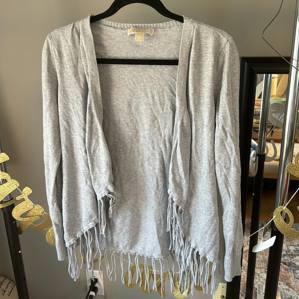 Michael Kors Michael Kora fringe open front sweater- hole in back Size XS / US 0-2 / IT 36-38 - 3 Thumbnail