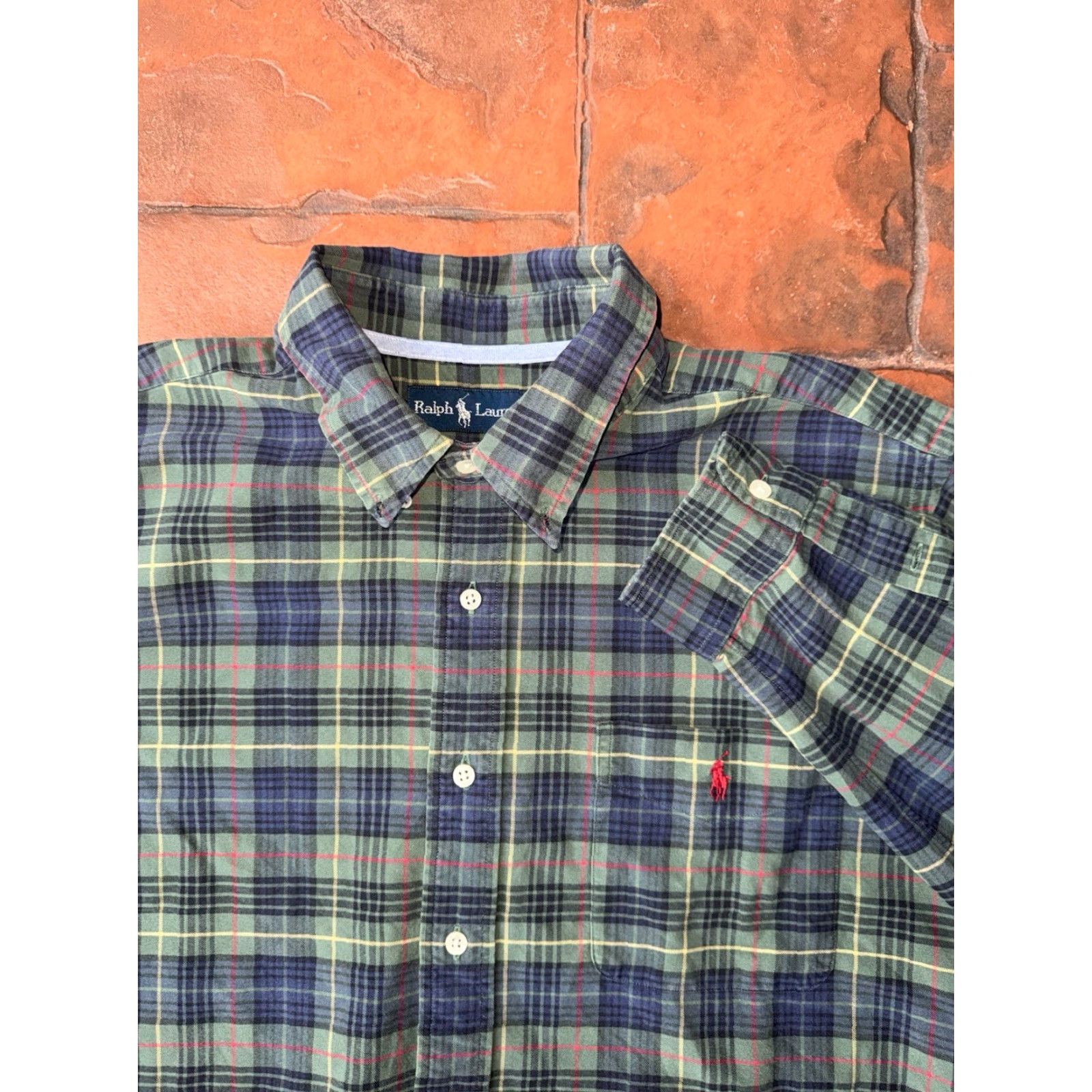 Ralph Lauren VINTAGE Ralph Lauren Plaid Button Up Shirt Men XL Green Long Sleeve Polo (Classic Fit) Size US XL / EU 56 / 4 - 2 Thumbnail