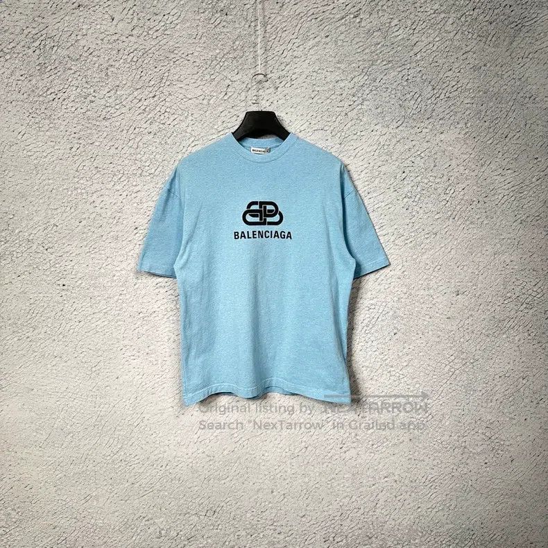 Balenciaga Haze blue print lock button short sleeve
