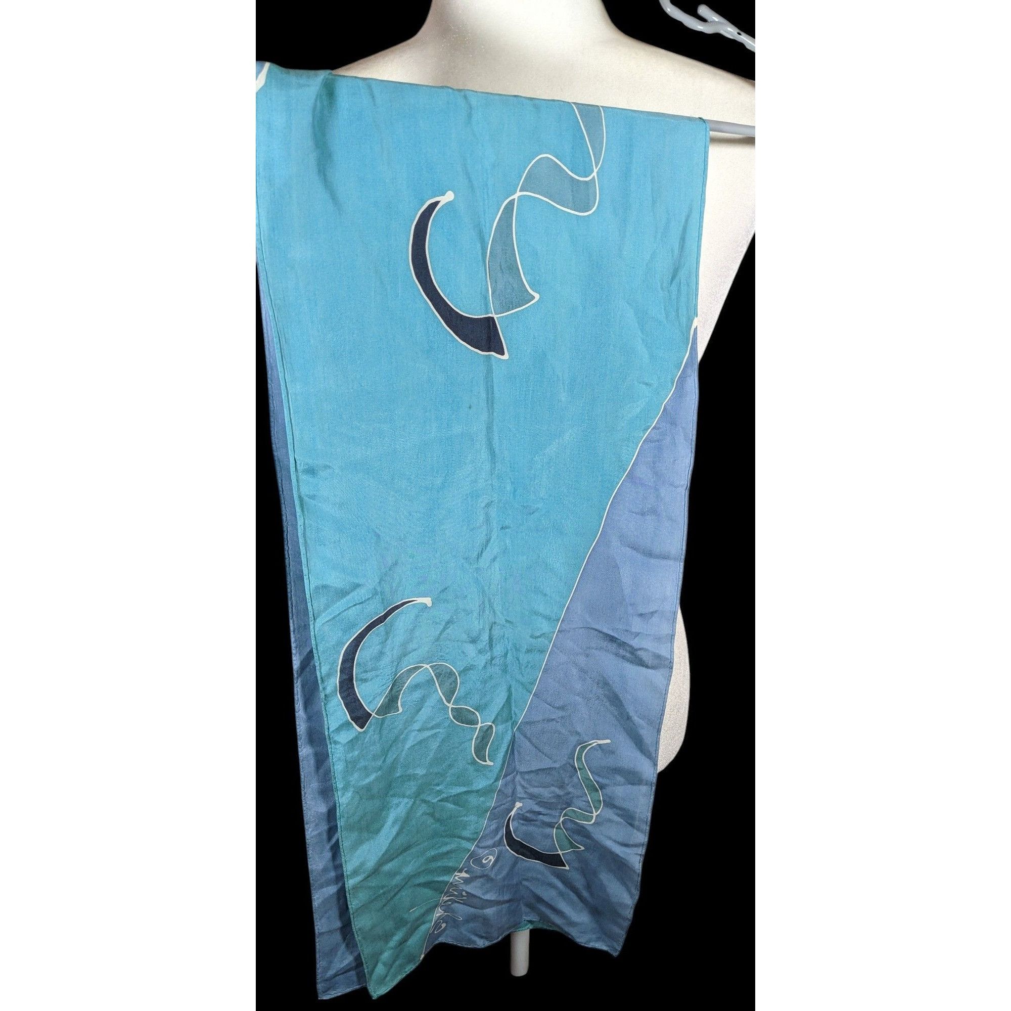 Other Vintage Sekina Blue Silk Abstract Scarf Size ONE SIZE - 1 Thumbnail