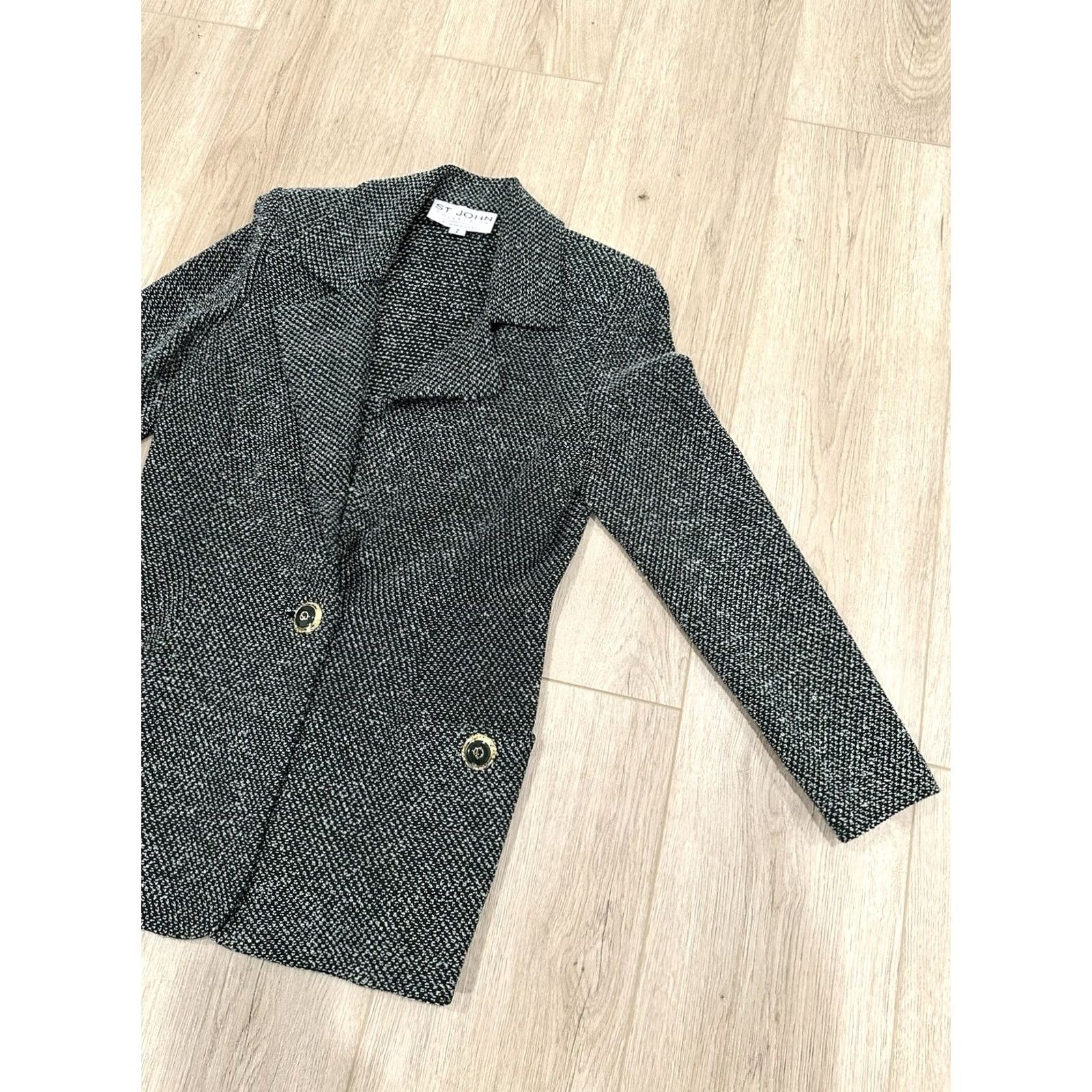 St. John VINTAGE St. John Blazer Knit Green Tweed Wool Blend Size 2 Womens Jacket Formal Repairable? Size XS / US 0-2 / IT 36-38 - 2 Thumbnail