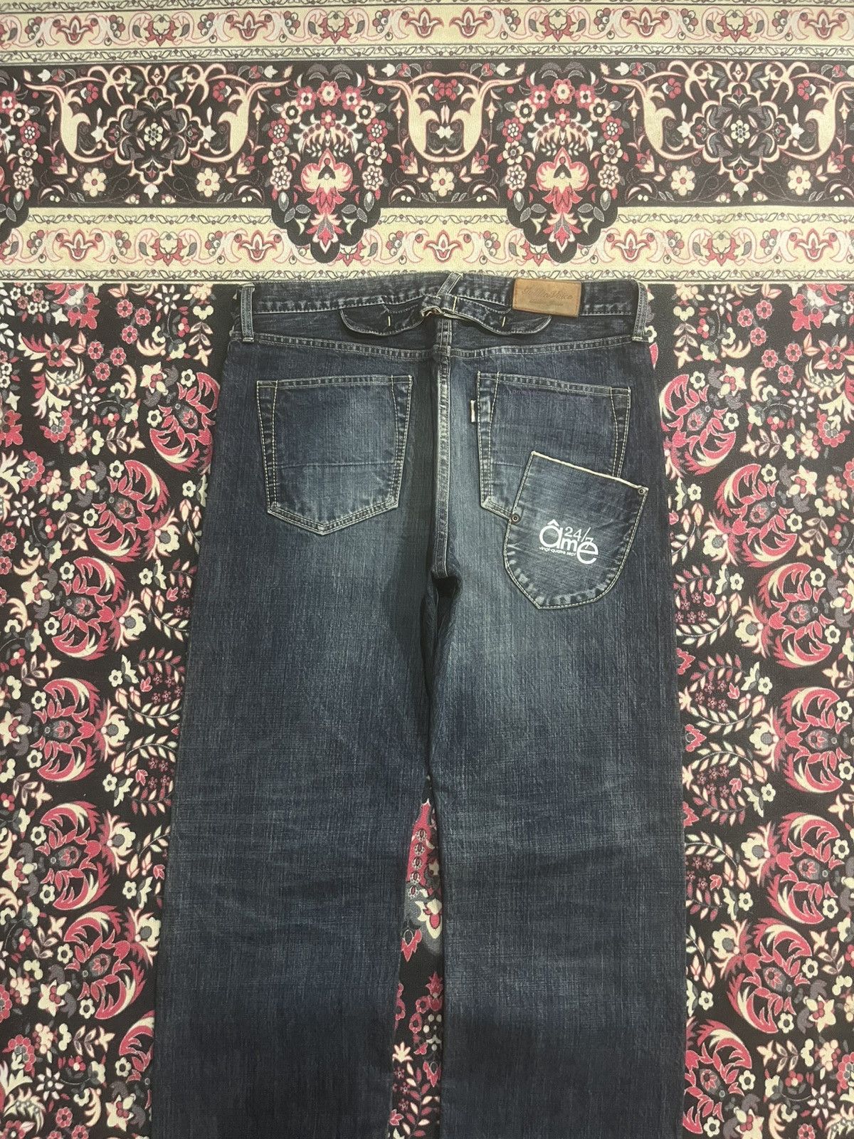 Vintage Japanese Golden Voice Buckle Back Dark Blue Selvedge Jeans Size US 37 - 6 Thumbnail