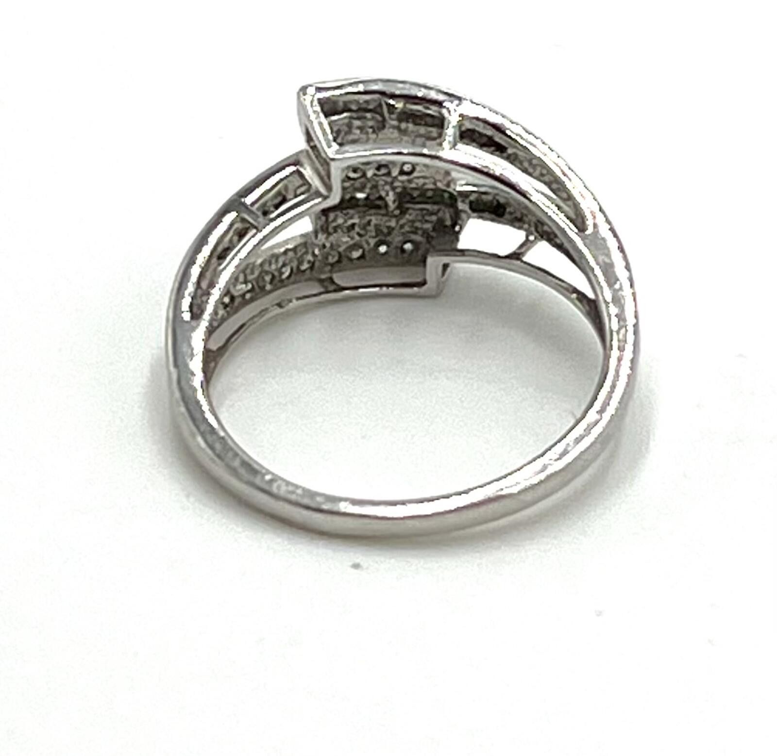 Other 10K White Gold Channel-Set Diamonds Bypass/Modern Ring Size ONE SIZE - 3 Thumbnail