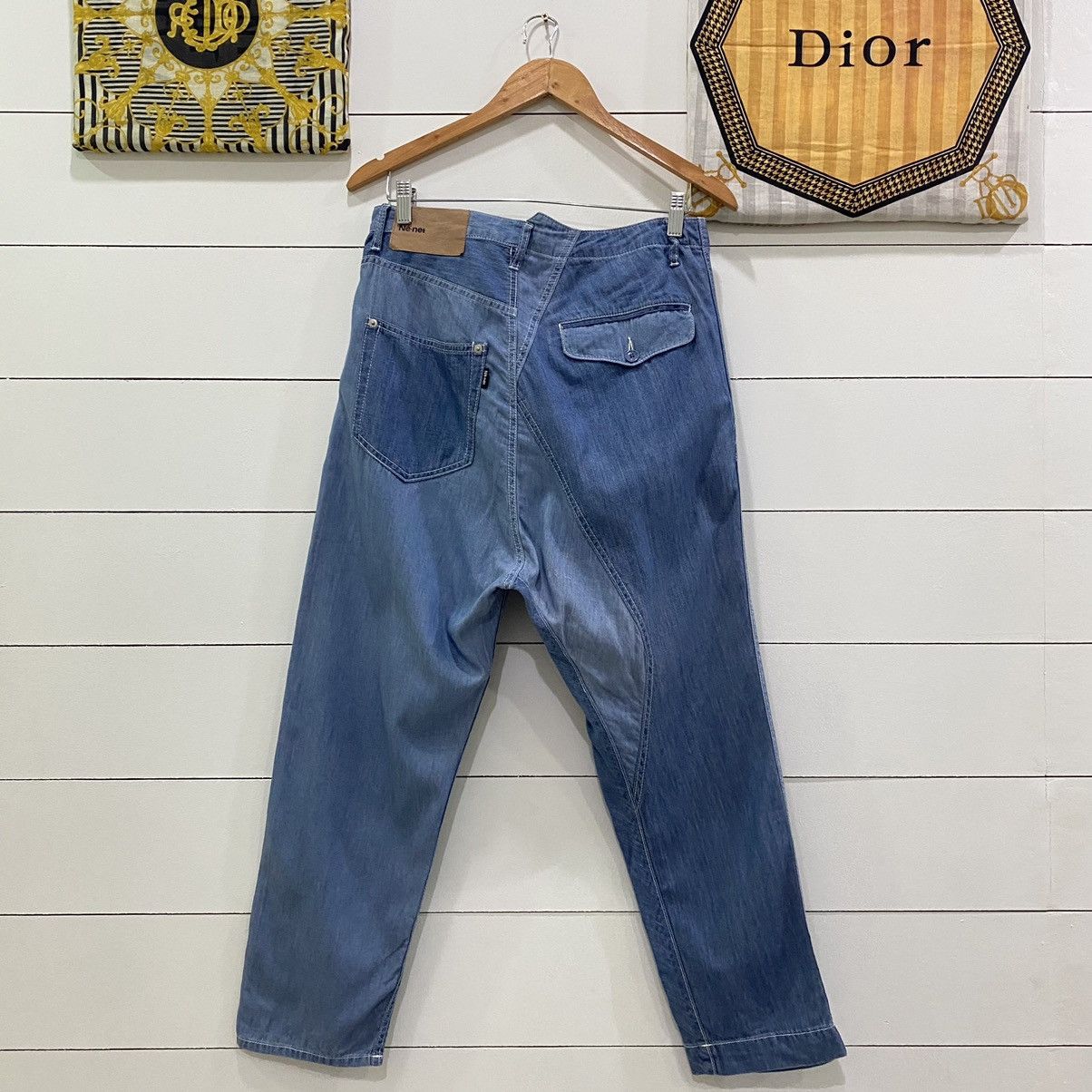 Issey Miyake × Japanese Brand × Ne-Net Ne-net by Issey Miyake Full Print baggy Denim Pants Size US 31 - 7 Thumbnail