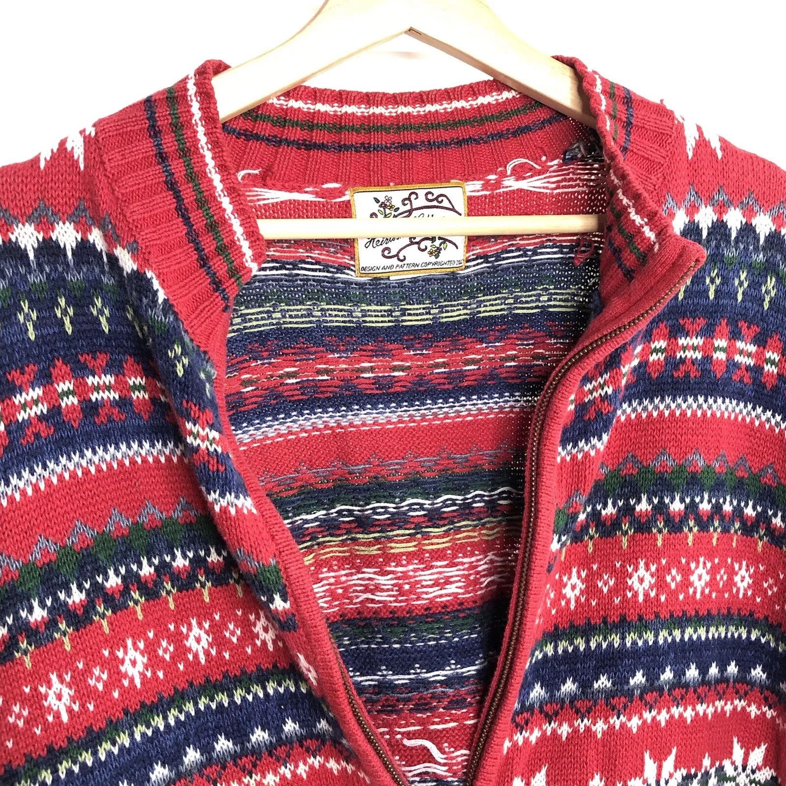 Other Vtg 80s Heirloom Christmas Knit Sweater XL Red Cardigan Size XL / US 12-14 / IT 48-50 - 6 Thumbnail