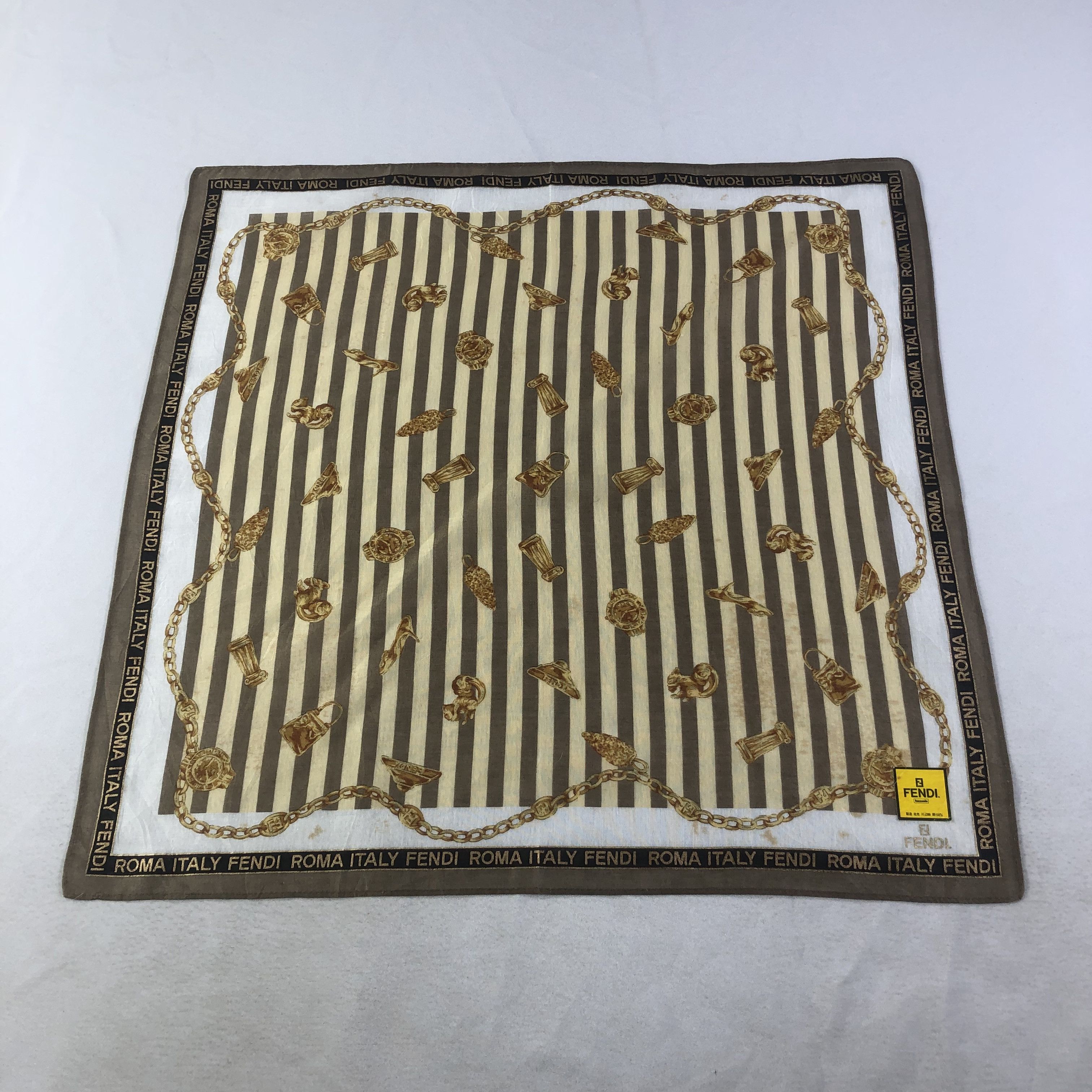 Vintage Fendi Gold Chains Handkerchief Neckerchief Bandana H2306 Size ONE SIZE - 1 Thumbnail