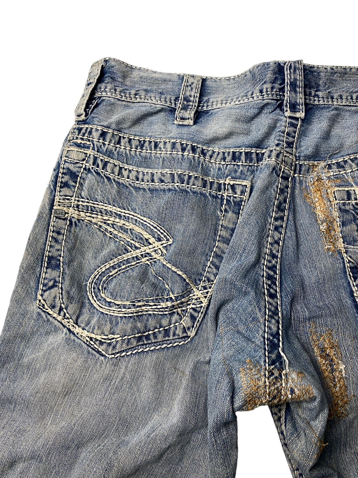If Six Was Nine 2000's Silver Flared Mudwash Destroy Stitch Jeans Size US 34 / EU 50 - 4 Thumbnail