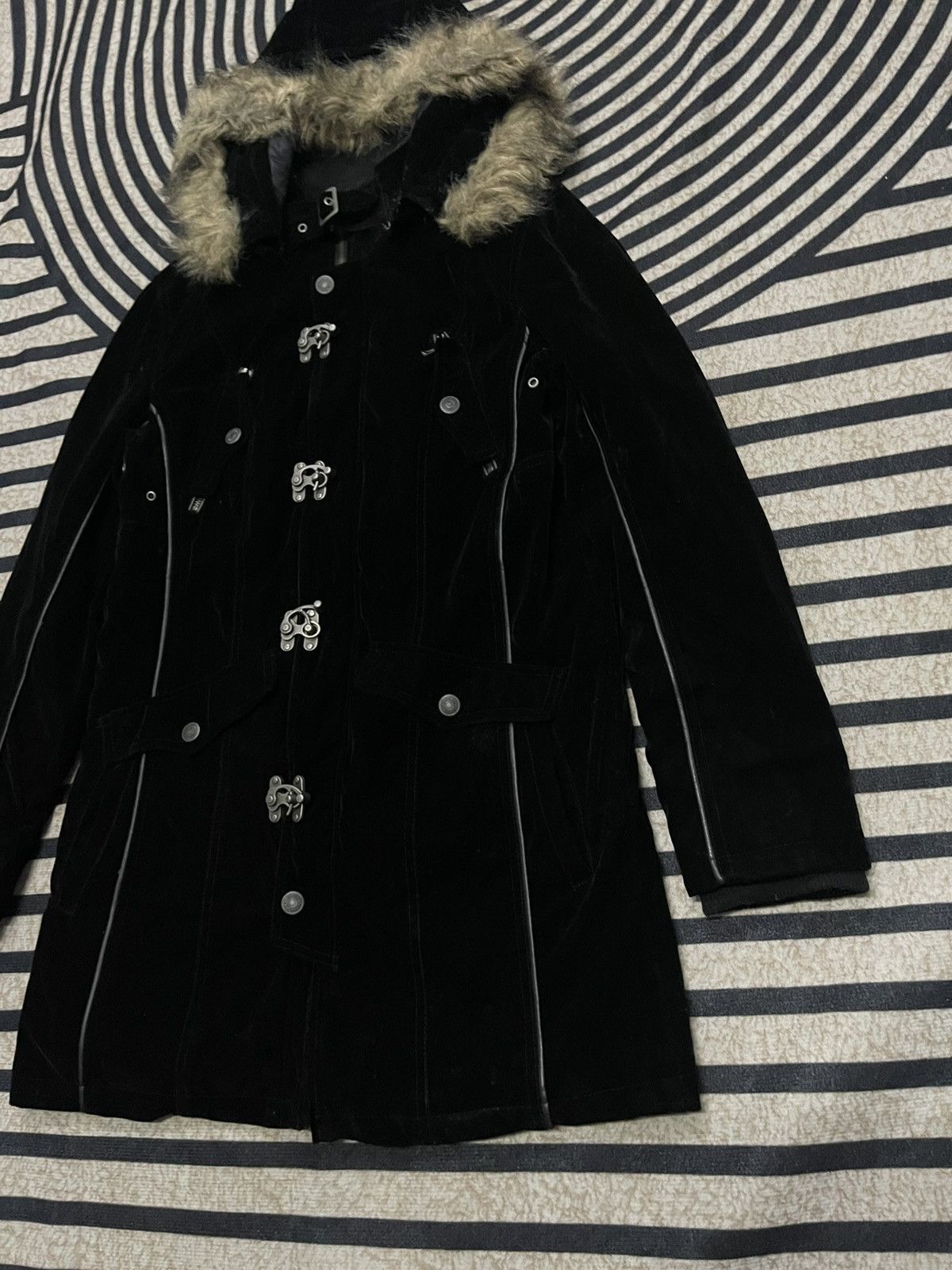 In The Attic 1990s IN THE ATTIC HOMME VELVET PARKA FAUX FUR HOODIE Size US L / EU 52-54 / 3 - 4 Thumbnail