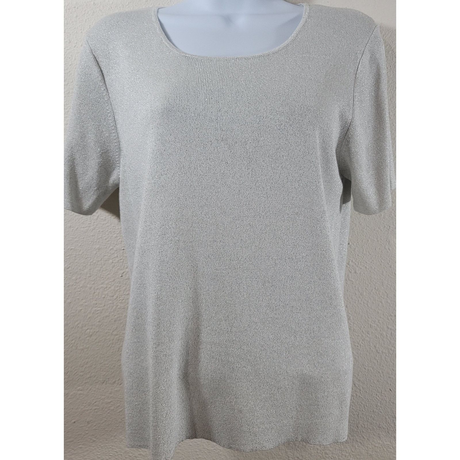 Other Draper's & Damon's White Silver Metallic Top PL NWT Size L / US 10 / IT 46 - 1 Thumbnail