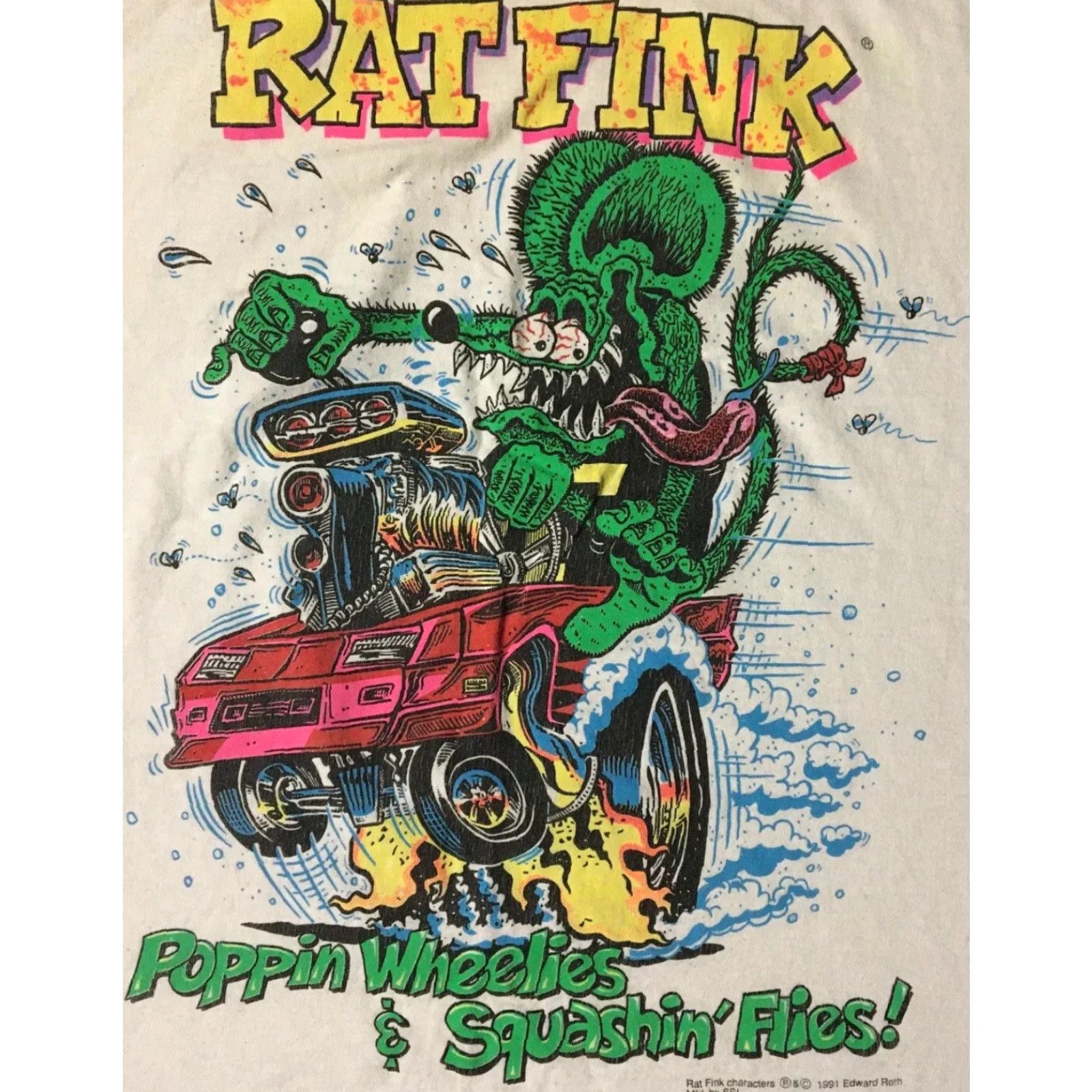 Vintage VINTAGE 90s Rat Fink Poppin Wheelies Faded Tank Top XL White Skate Grunge 80s Size US XL / EU 56 / 4 - 2 Thumbnail