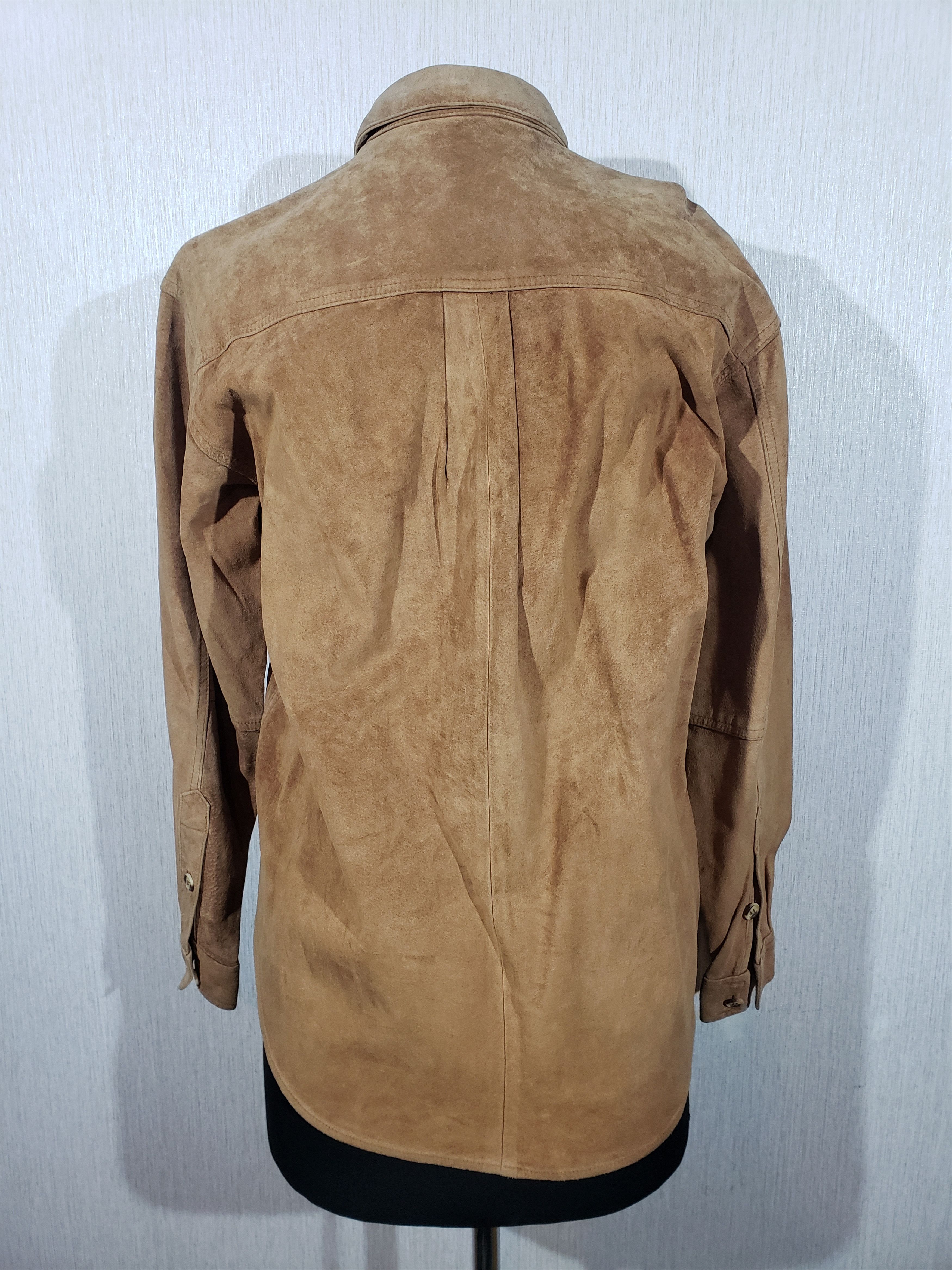 Genuine Leather Brown suede men's shirt. Size US S / EU 44-46 / 1 - 4 Thumbnail