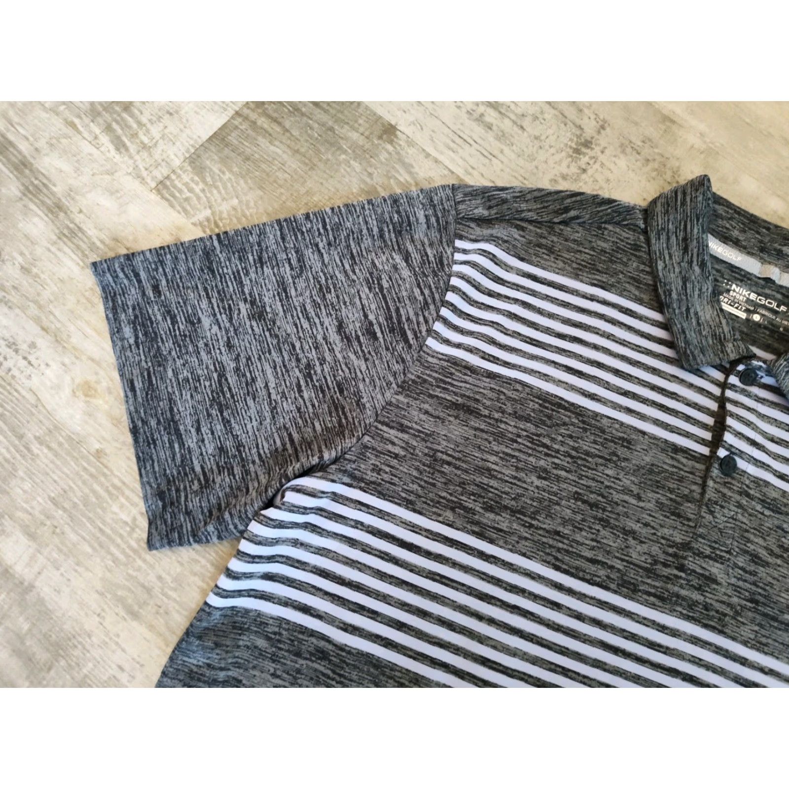 Nike VINTAGE Nike Dri-Fit Golf Polo Shirt Men Large Gray Blue Stripes 90s Casual Activewear Size US L / EU 52-54 / 3 - 6 Thumbnail