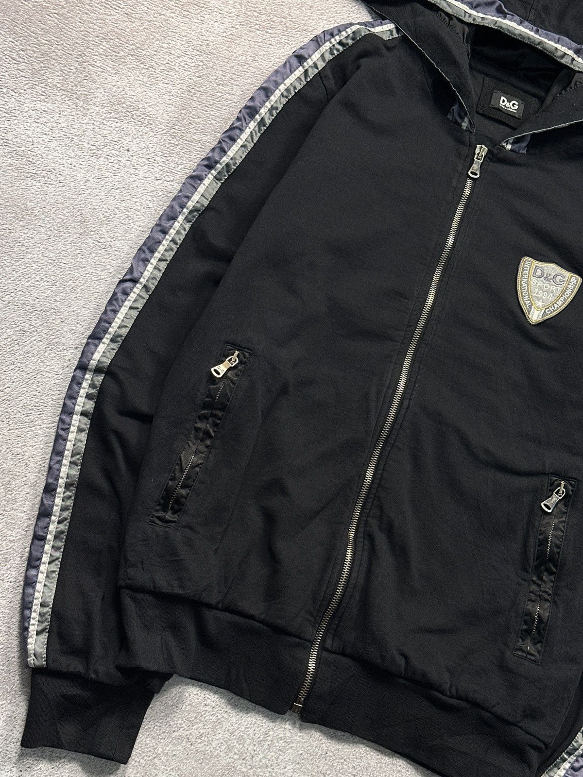トップス y2k dolce & gabbana hoodie archive Vintage Y2K Archive Dolce & Gabbana Sport Striped Zip Hoodie