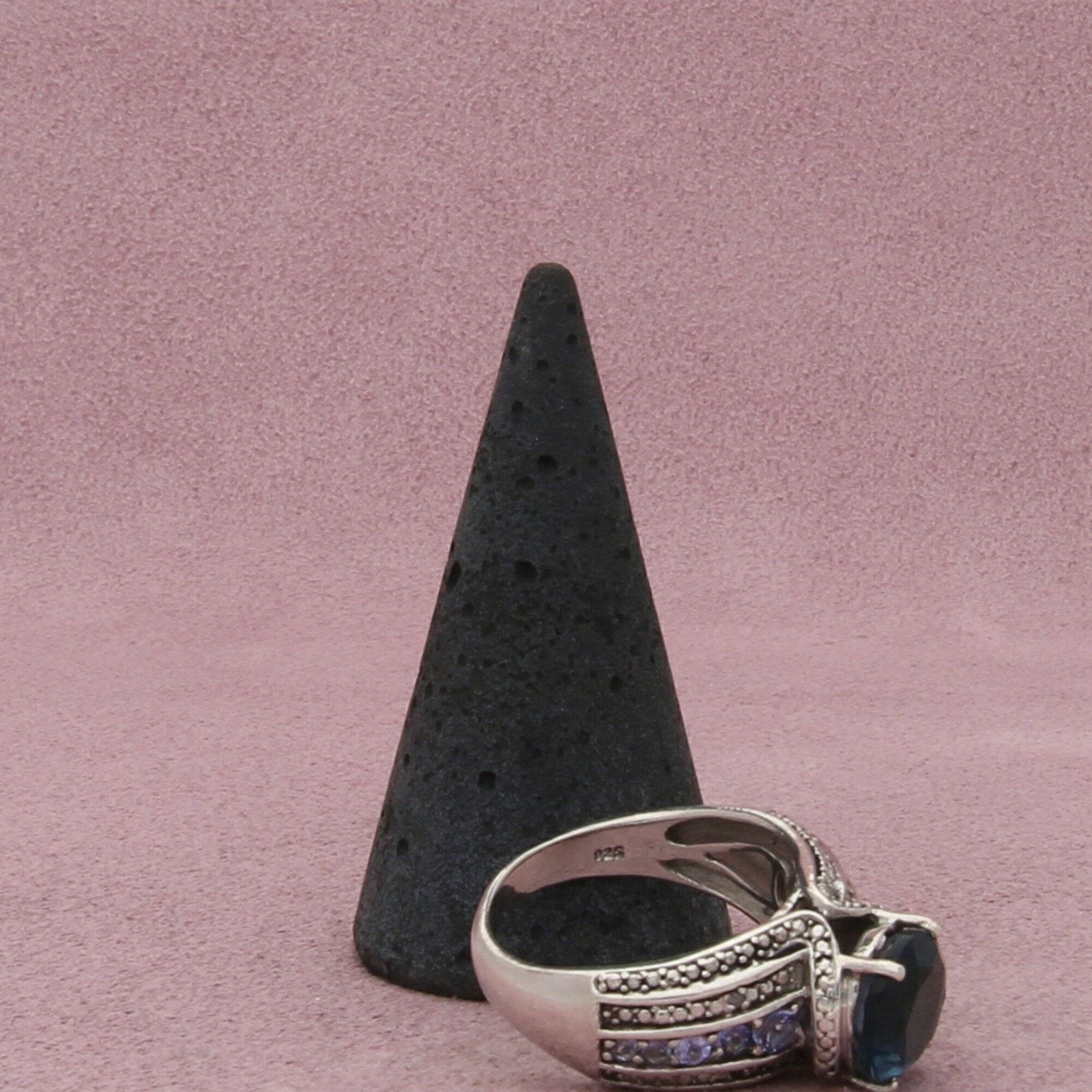 Sterling Silver sterling silver round-cut blue spinel & cz ring size 9.75 Size ONE SIZE - 5 Thumbnail