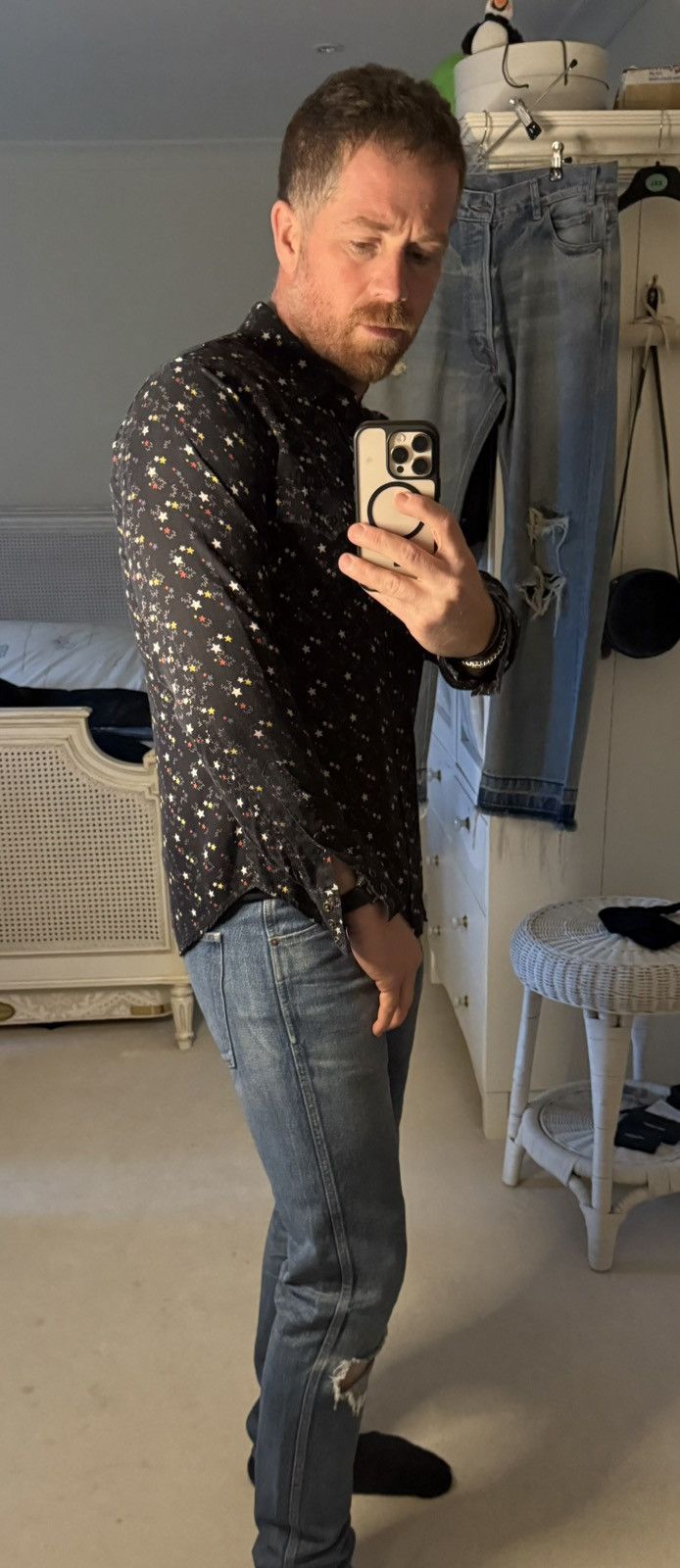 Saint Laurent Paris Saint Laurent star print western black shirt Size US M / EU 48-50 / 2 - 7 Thumbnail