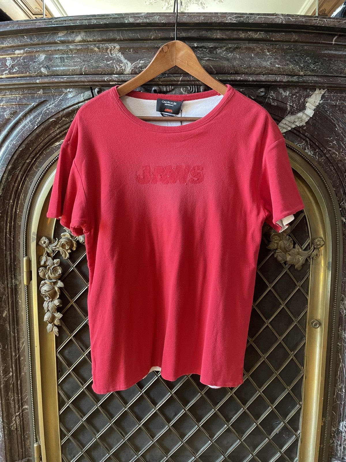 Calvin Klein 205W39NYC Raf Simons SS19 Jaws Distressed Double Layer T Shirt Grailed