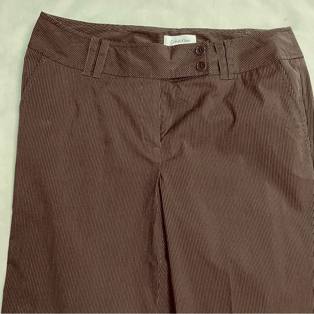Calvin Klein Calvin Klein Straight Leg Brown Striped Cotton Pants Size 8 Size 30" / US 8 / IT 44 - 4 Thumbnail