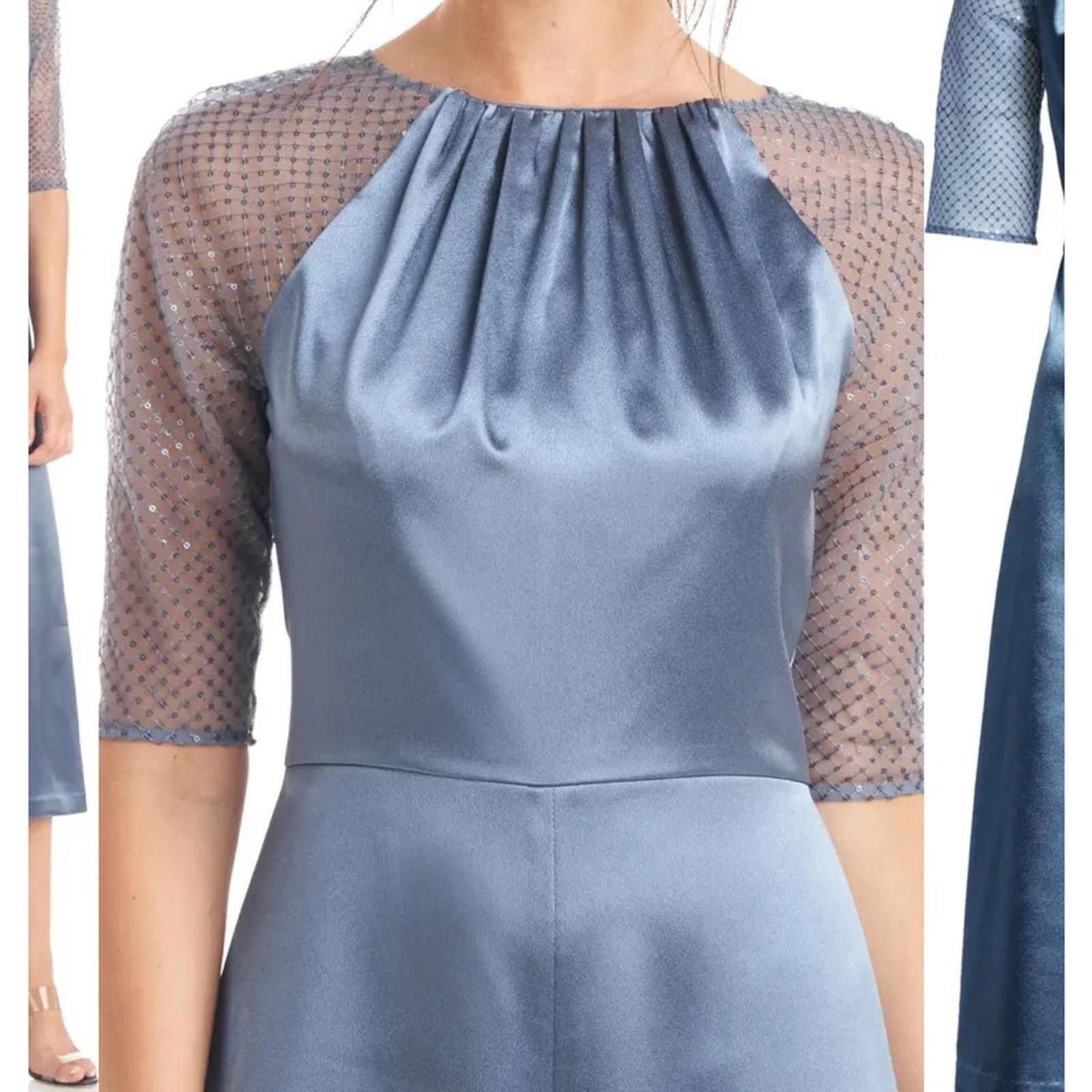 Other JS COLLECTIONS Leila Sheer Sleeve Crop Jumpsuit Blue SZ.16 Size 38" / US 16 / IT 52 - 2 Thumbnail