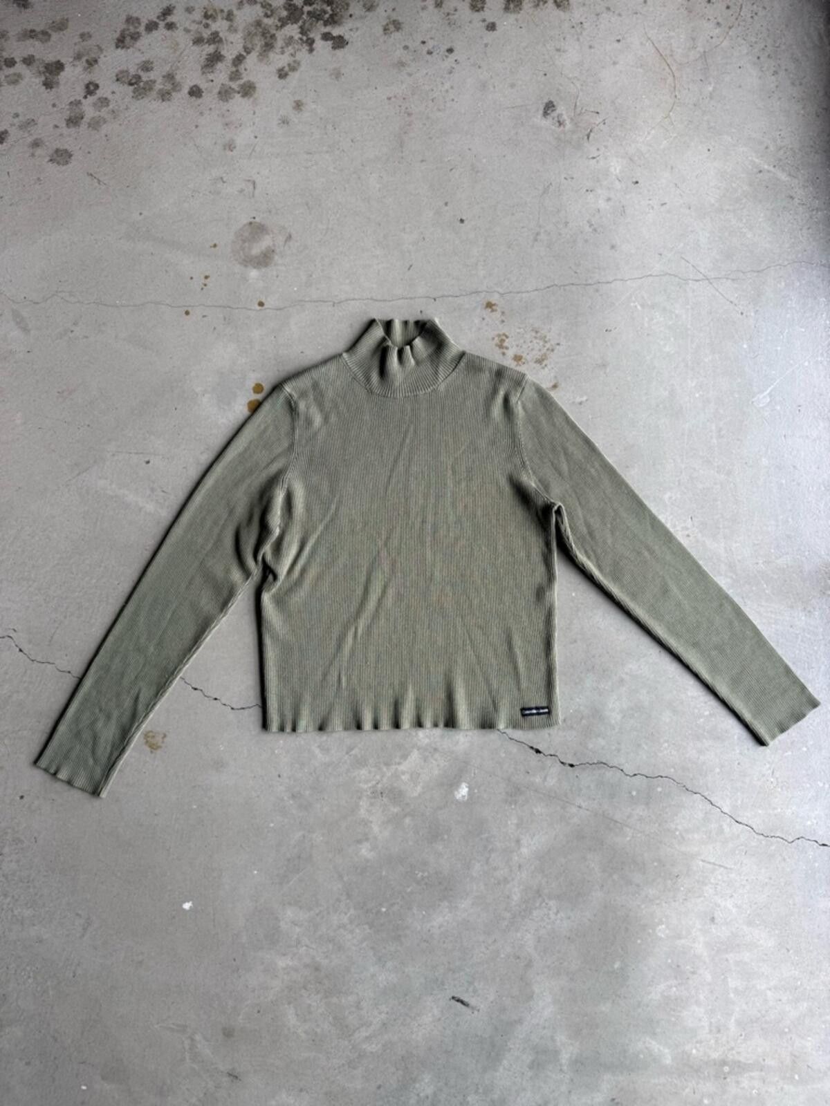 Calvin Klein Calvin Klein / Ribbed Cropped Turtleneck Top / Olive Size XL / US 12-14 / IT 48-50 - 6 Thumbnail