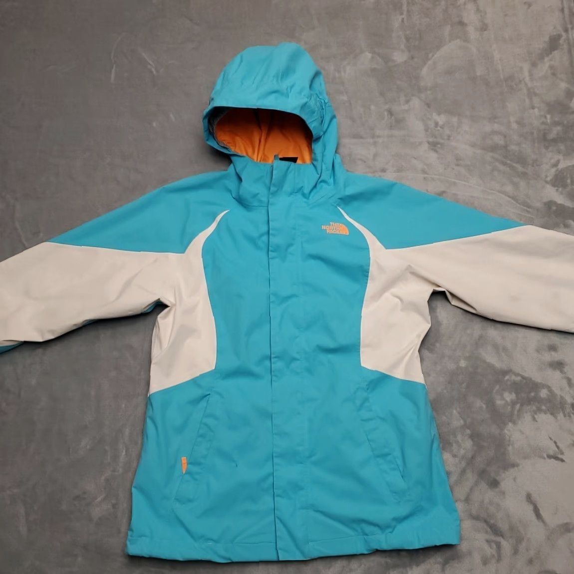 The North Face VINTAGE The North Face Windbreaker Jacket Girls M Turquoise HYVENT Hooded Nylon Shell Only Pink Nature Outdoor Cabin 90s Mens Women Boys Girls Size M / US 6-8 / IT 42-44 - 2 Thumbnail