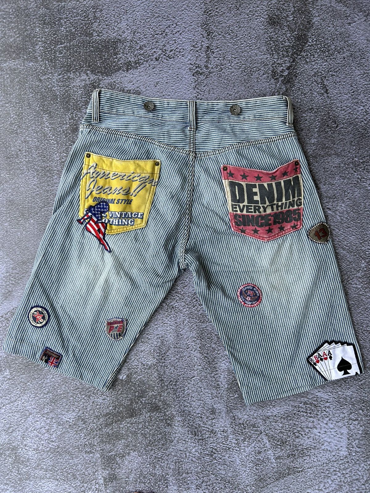 If Six Was Nine 💸BINDINGOFFER💸Dominate striped short pants patched styled Size US 34 / EU 50 - 1 Thumbnail