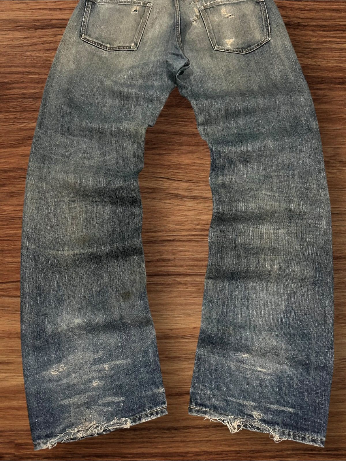 Jun Takahashi Vintage Japanese Brand Uniqlo Trash Ripped Classic Fit Jeans Size US 34 / EU 50 - 9 Thumbnail