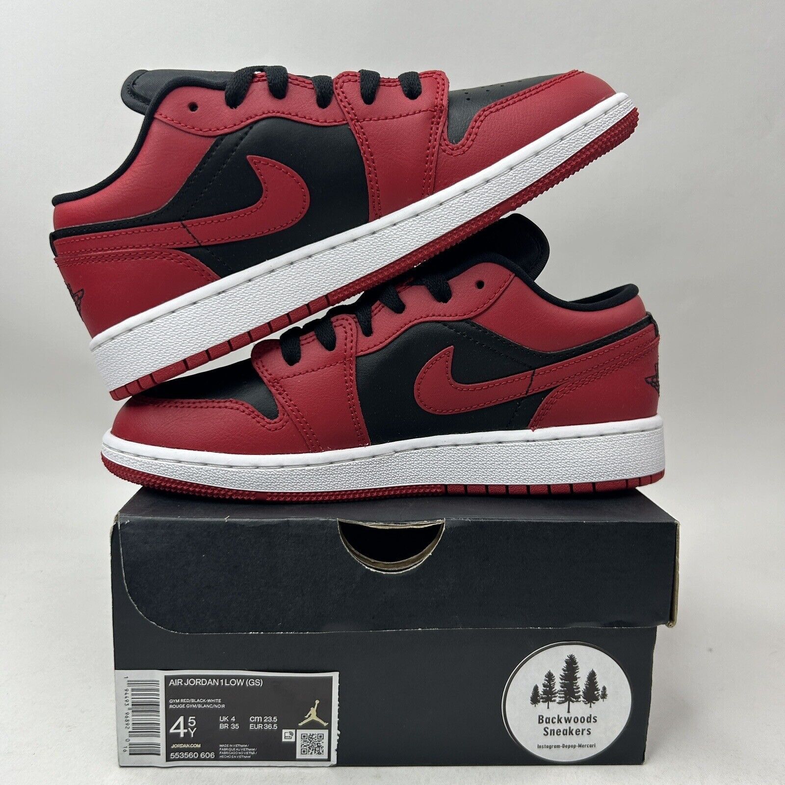 Nike Nike Air Jordan 1 Low GS “Gym Red/Reverse Bred” 2023 Size US 6 / IT 36 - 3 Thumbnail