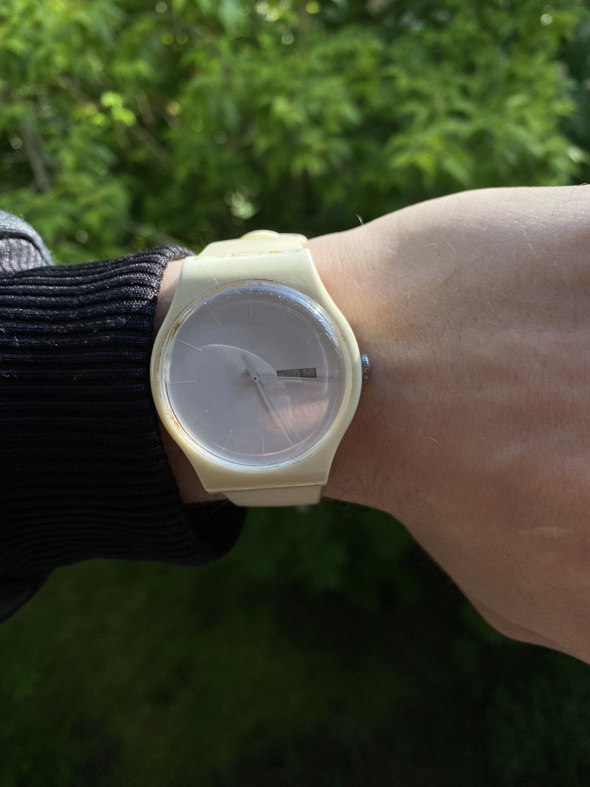 Japanese Brand × Jewelry × Vintage Vintage Swatch Watch White Strap Date Window 40mm Size ONE SIZE - 2 Thumbnail