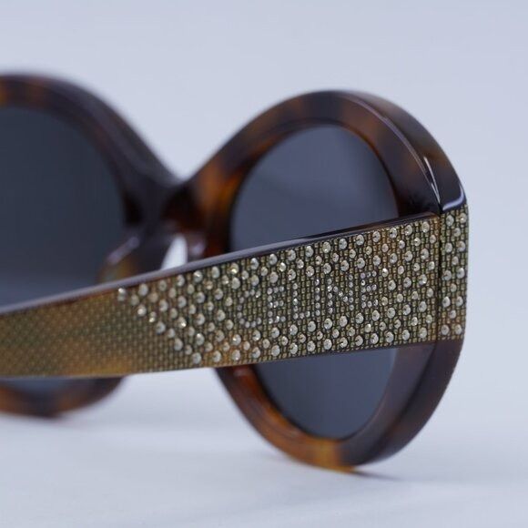 Celine Celine CL4240IS 53A Sunglasses Shiny Havana with Gold Studs Size ONE SIZE - 5 Thumbnail