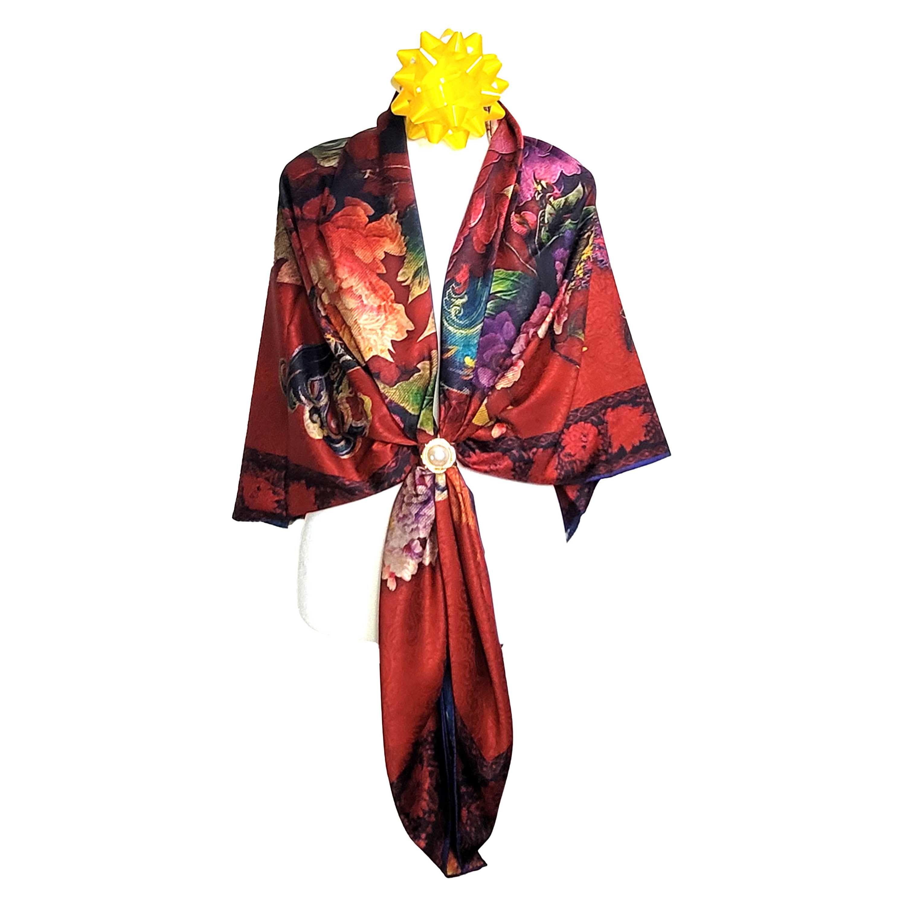Other NWT Double Sided Silk Scarf 52"x52" Large Square Wrap 3214 Size ONE SIZE - 5 Thumbnail