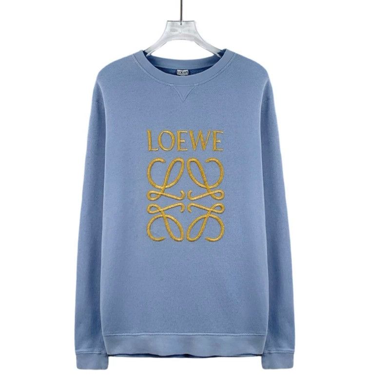 Loewe LOEWE Light blue logo embroidered cotton round neck long s Size L / US 10 / IT 46 - 1 Thumbnail