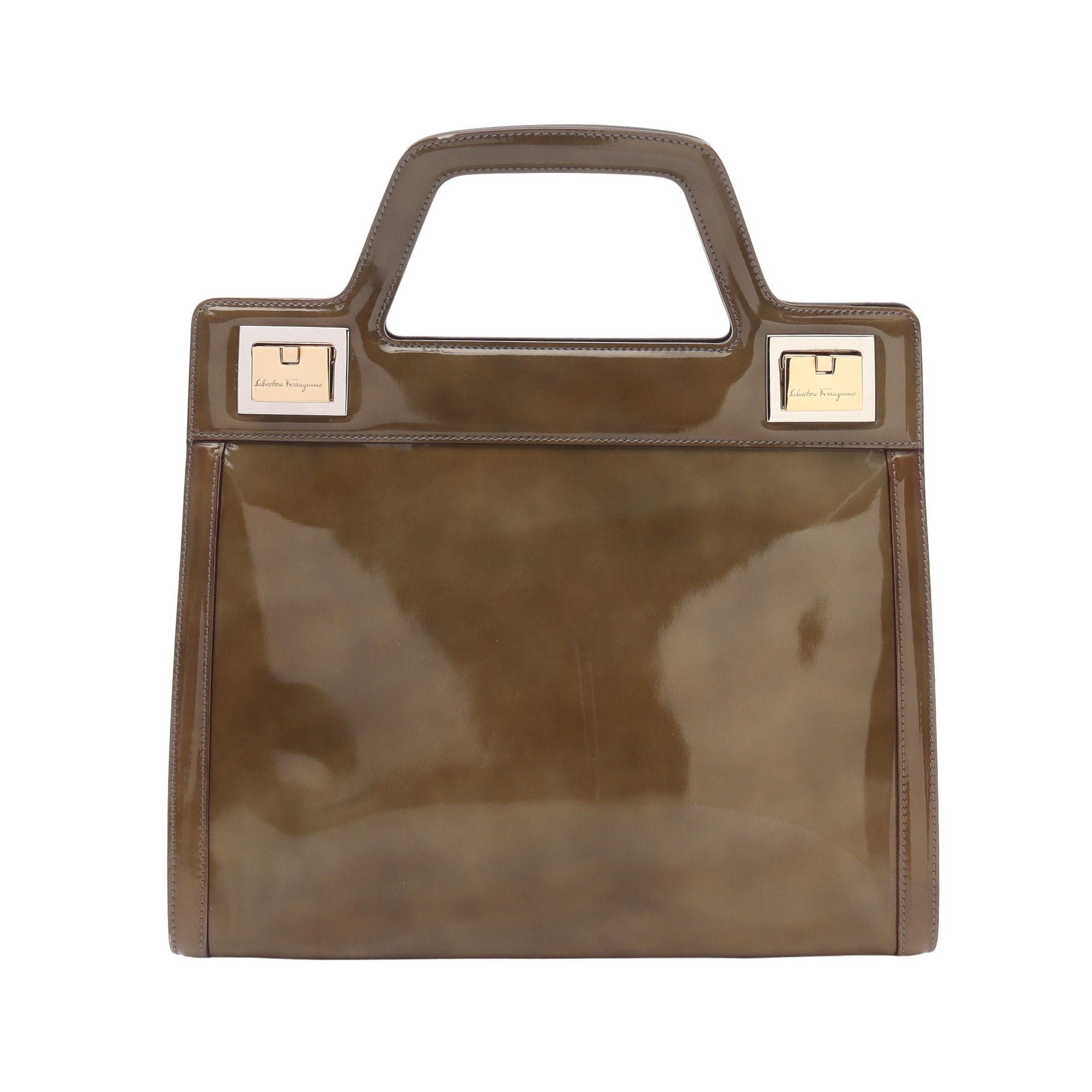 Salvatore Ferragamo Salvatore Ferragamo Handbag Enamel Khaki Green Size ONE SIZE - 1 Thumbnail