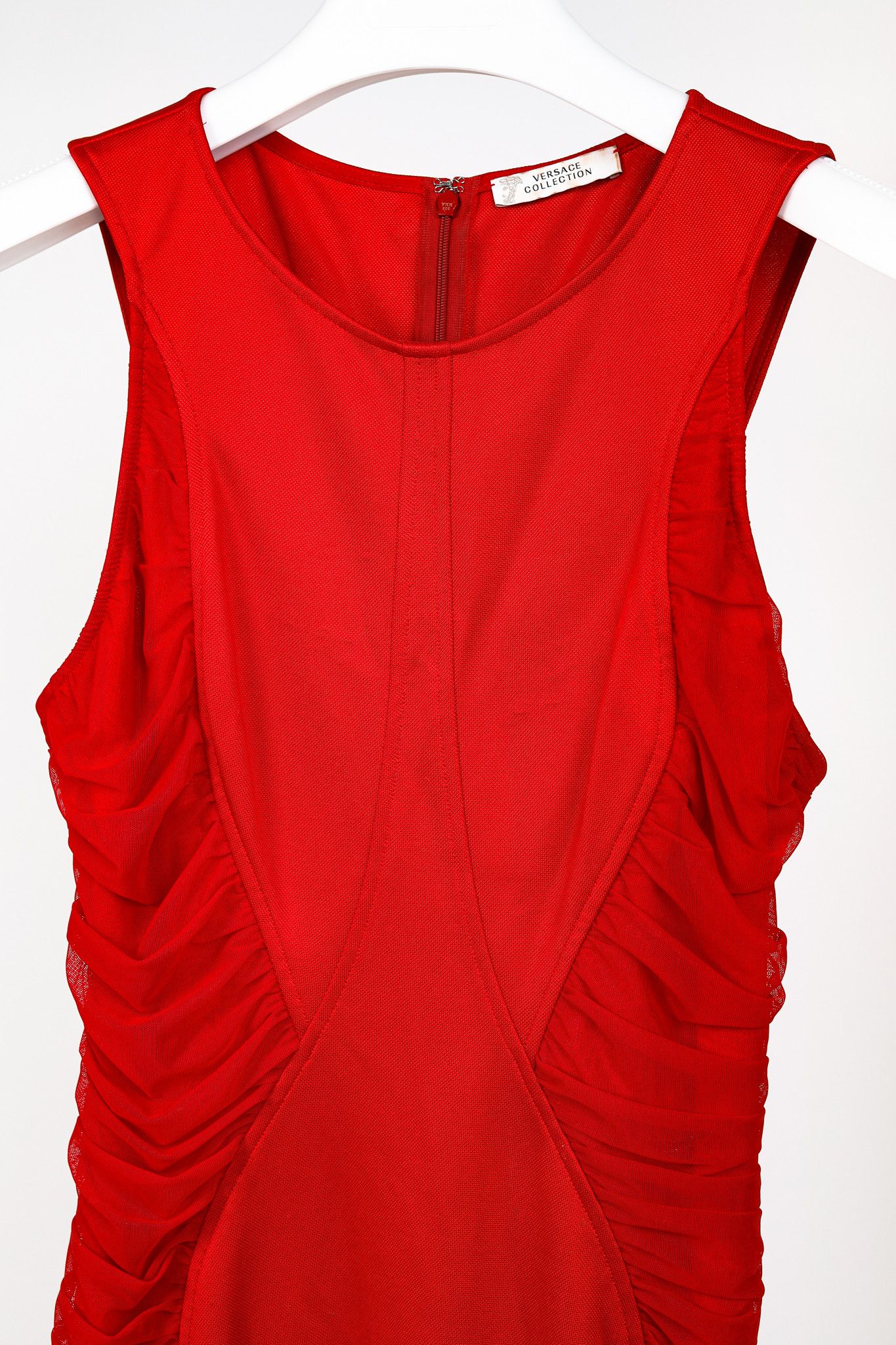 Versace Versace Collection Red Knit Ruched Bodycon Dress Size S / US 4 / IT 40 - 3 Thumbnail
