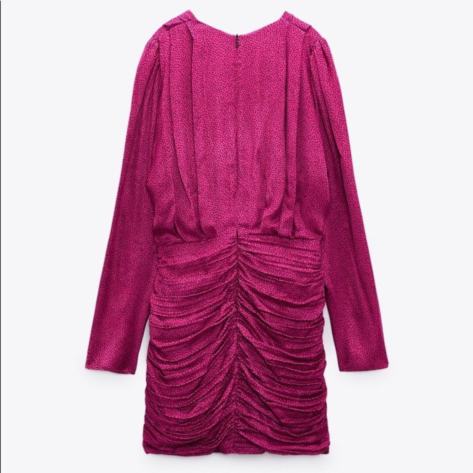Zara ZARA BLOGGER FAVORITE SATIN EFFECT PRINT DRESS FUCHSIA Size L / US 10 / IT 46 - 12 Thumbnail