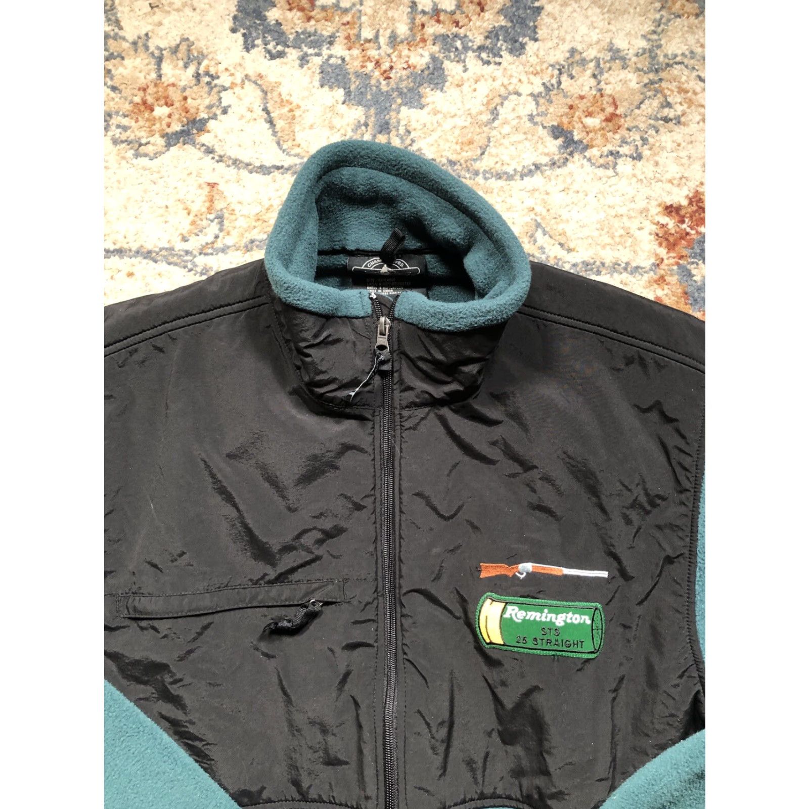 Vintage Charles River Apparel Fleece Jacket Full Zip Green XL Mens Hunting Stand-Up Collar Pockets Size US XL / EU 56 / 4 - 2 Thumbnail