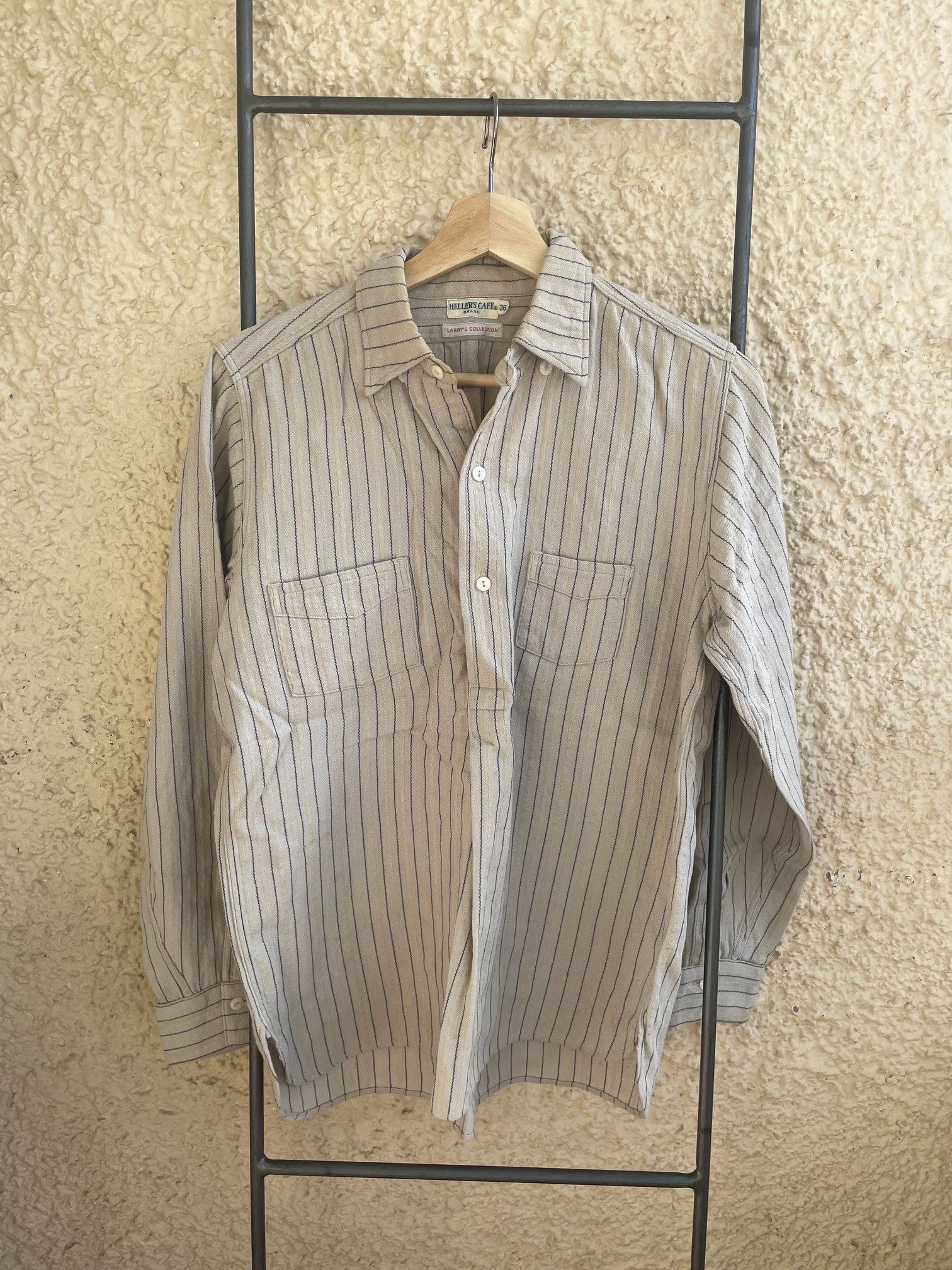 Heller's Cafe × Warehouse Warehouse x Heller's Cafe Stripe pullover work shirt Size US S / EU 44-46 / 1 - 1 Thumbnail