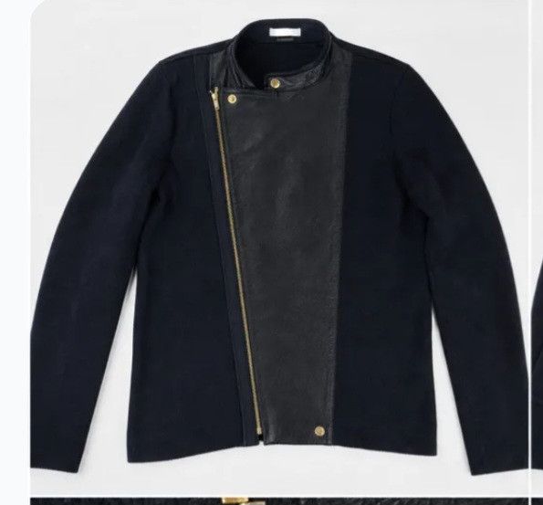 Versace Versace Collection Black Zip Hybrid Leather & Knit Jacket Size US M / EU 48-50 / 2 - 2 Thumbnail