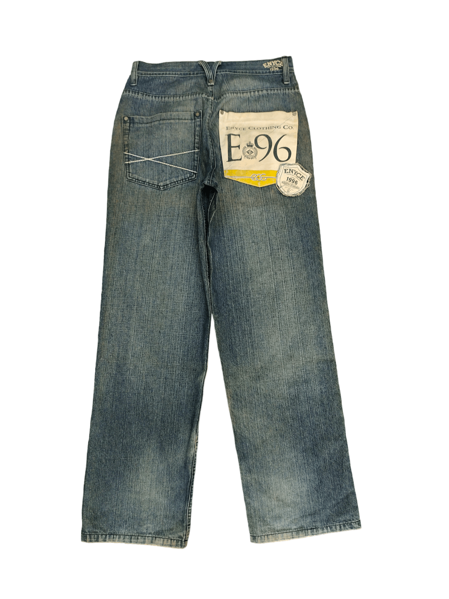 image of Crazy Vintage Y2K Enyce E96 Patches Jnco Style Baggy Jeans, Men's (Size 32)