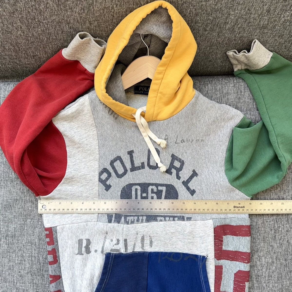Polo Ralph Lauren Patchwork Colorblock Hoodie Varsity Stencil 50th Spellout Size US S / EU 44-46 / 1 - 11 Thumbnail