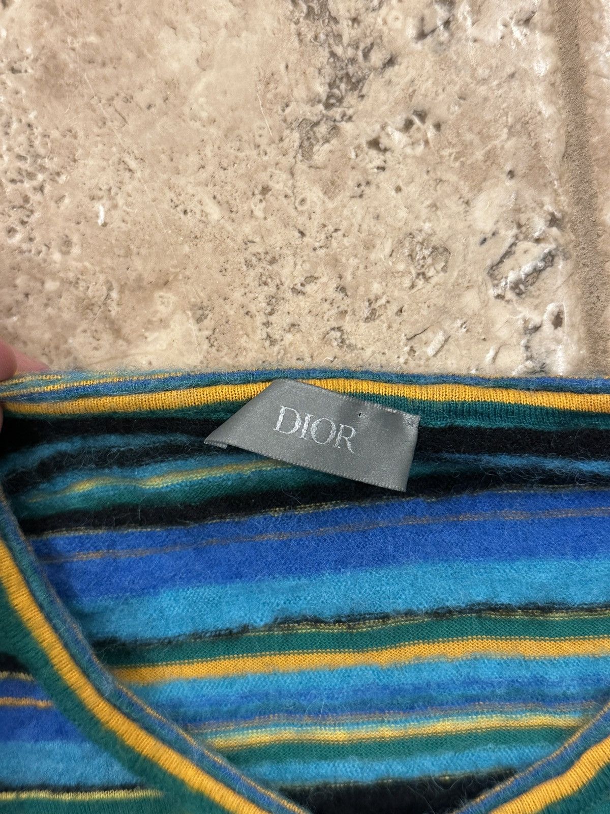 DENIM TEARS × Dior Dior x Denim Tears FW23 Blue/Yellow Striped Knit Sweater Size US M / EU 48-50 / 2 - 10 Thumbnail