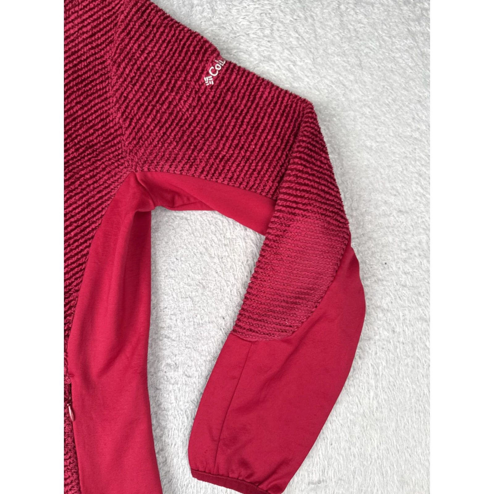 Vintage Columbia Jacket Womens M Red Textured Fleece Full Zip Mock Neck Outdoor Size M / US 6-8 / IT 42-44 - 5 Thumbnail