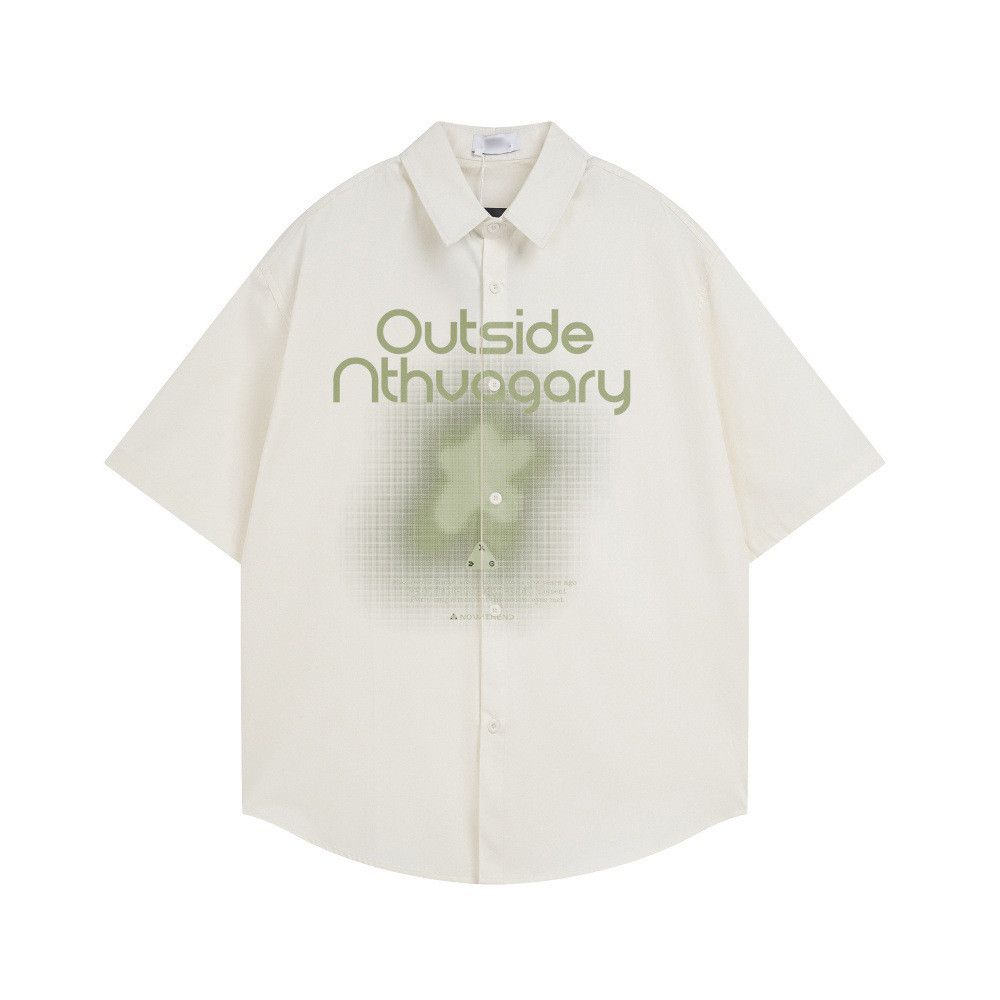 Japanese Brand Loose-fitting casual letter tie-dye short-sleeved shirt Size US M / EU 48-50 / 2 - 1 Thumbnail