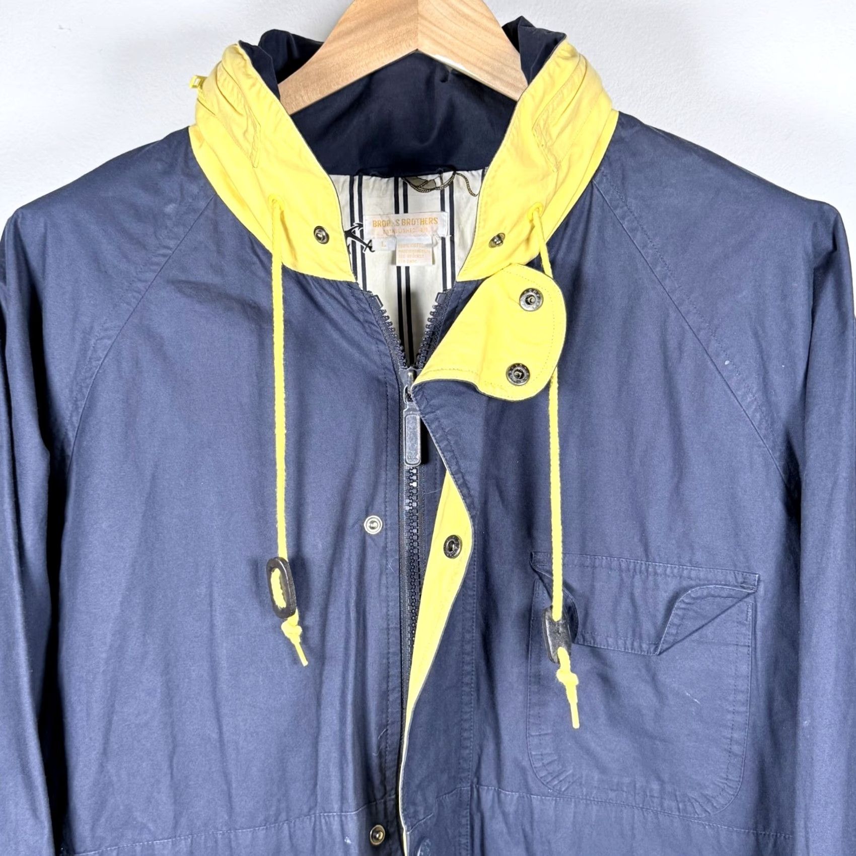 Brooks Brothers Brooks Brothers Jacket Navy Blue Pockets Snap Full Zip Men Large Parka Nautical Patterning? Size US L / EU 52-54 / 3 - 6 Thumbnail