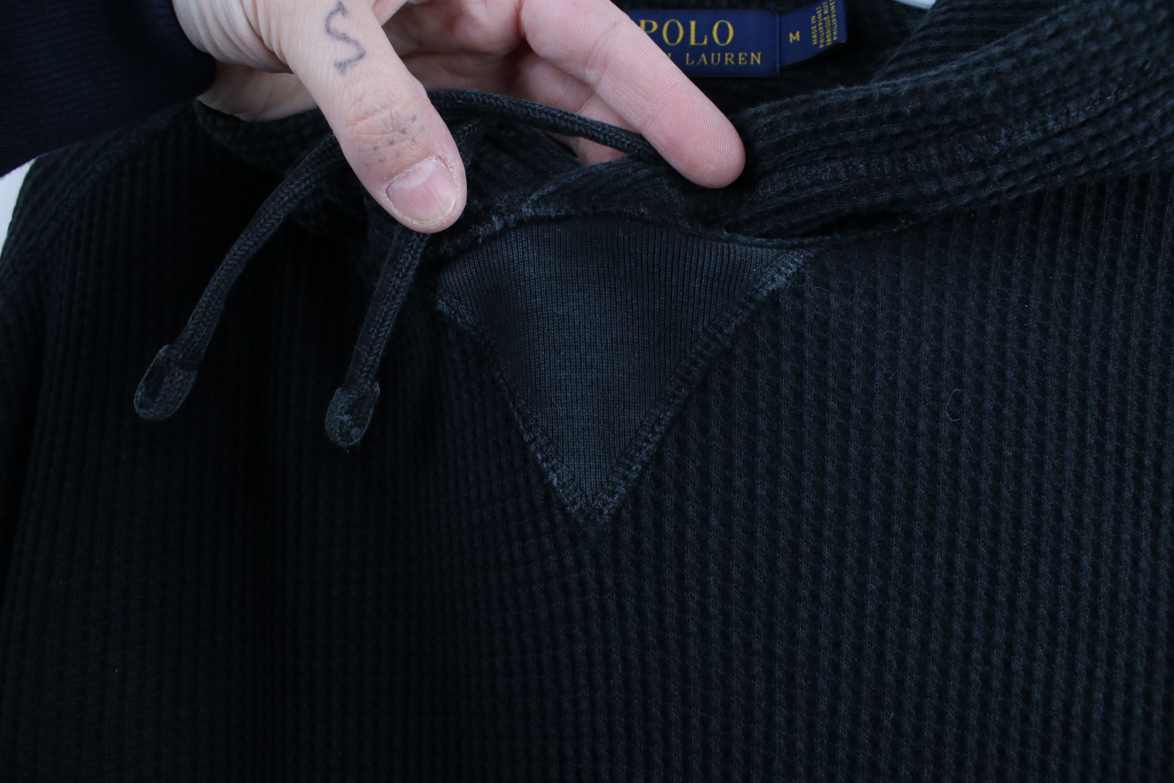 Polo Ralph Lauren Vintage Ralph Lauren Waffle Knit Hoodie Sweatshirt Black Size US M / EU 48-50 / 2 - 5 Thumbnail
