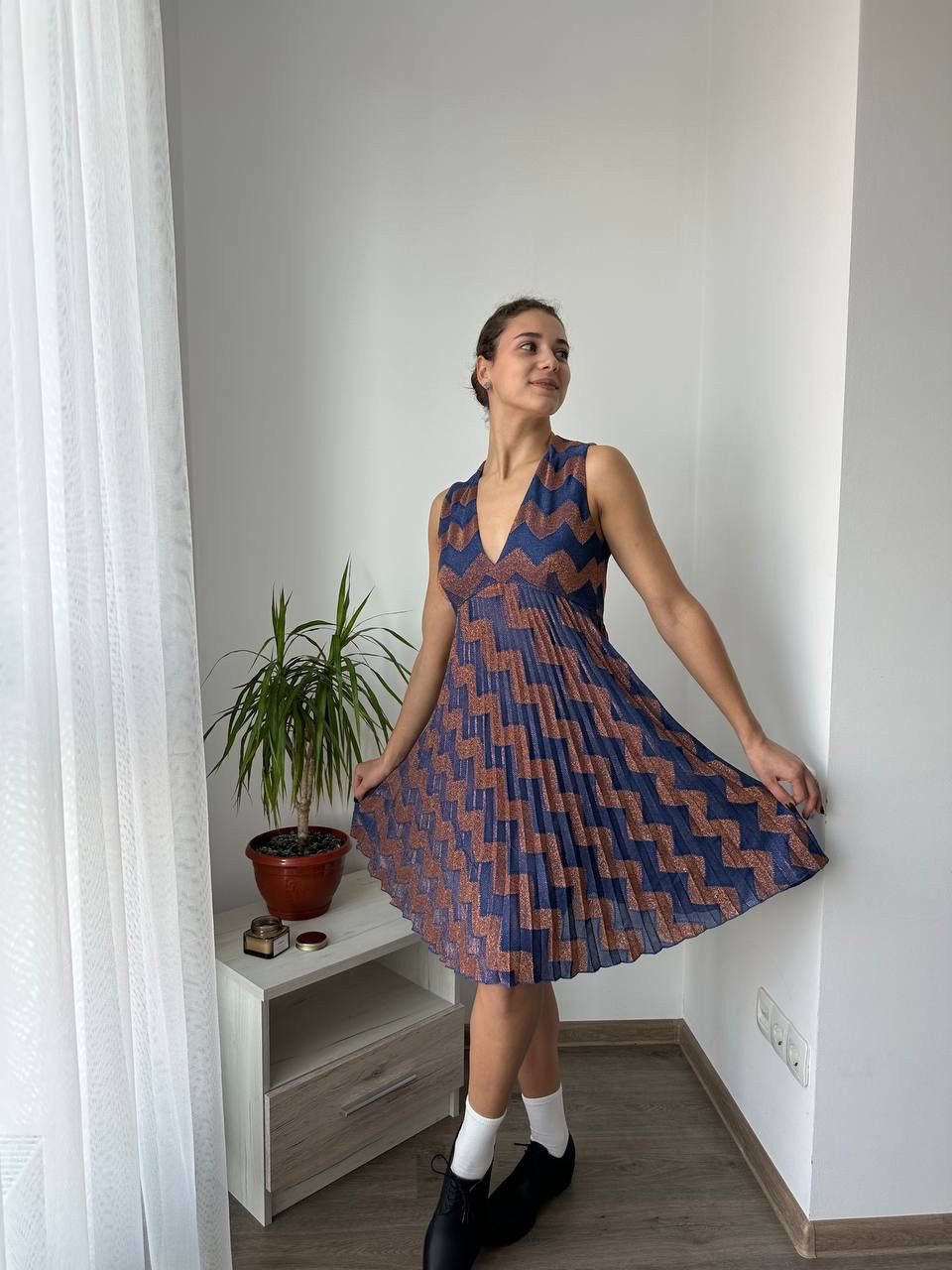 Missoni × Vintage Vintage Missoni Womens Zig Zag Multicolour Dress Size M / US 6-8 / IT 42-44 - 2 Thumbnail