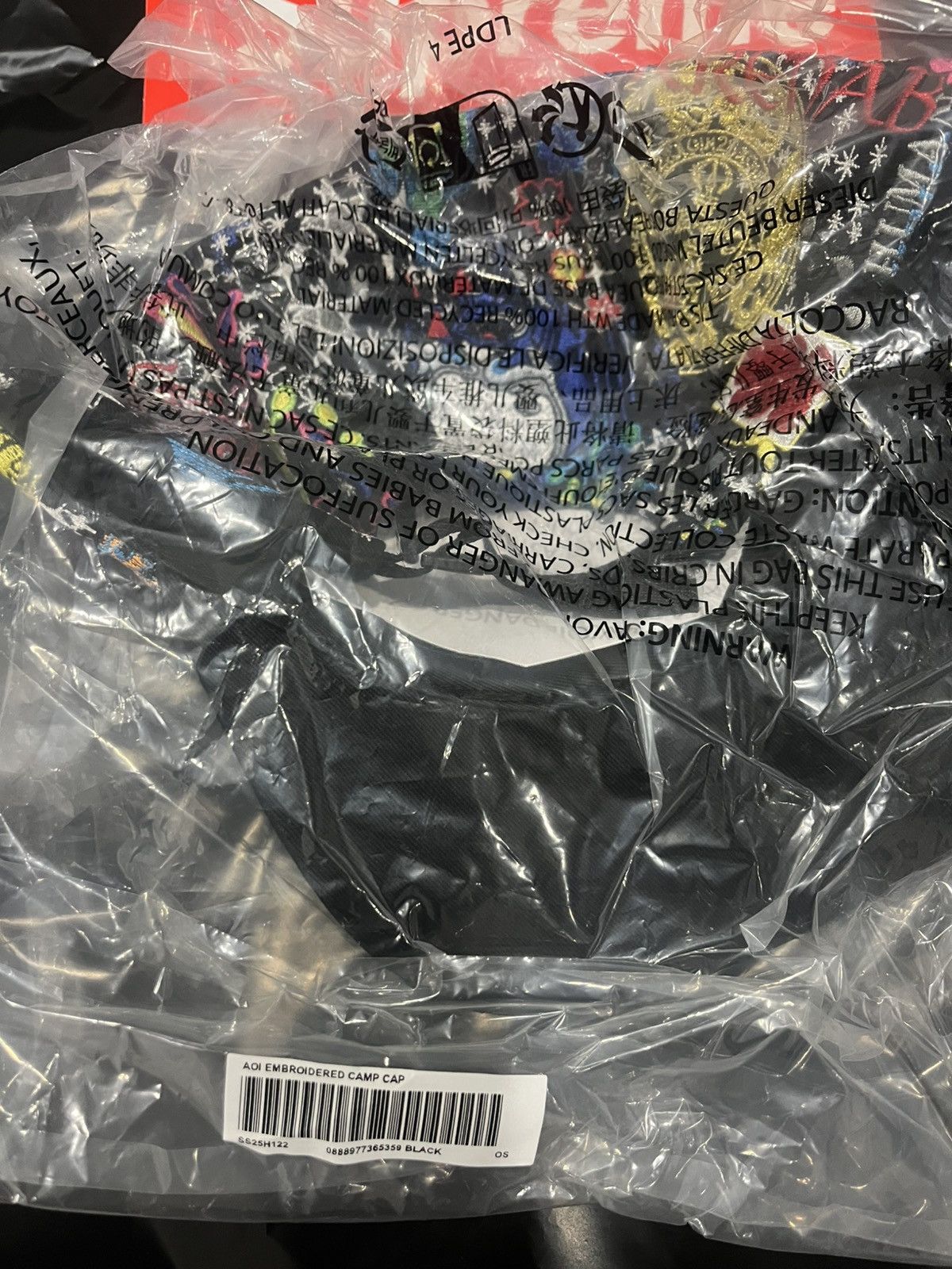 SS25 Supreme AOI Embroidered Camp Cap Black - tianchih.com