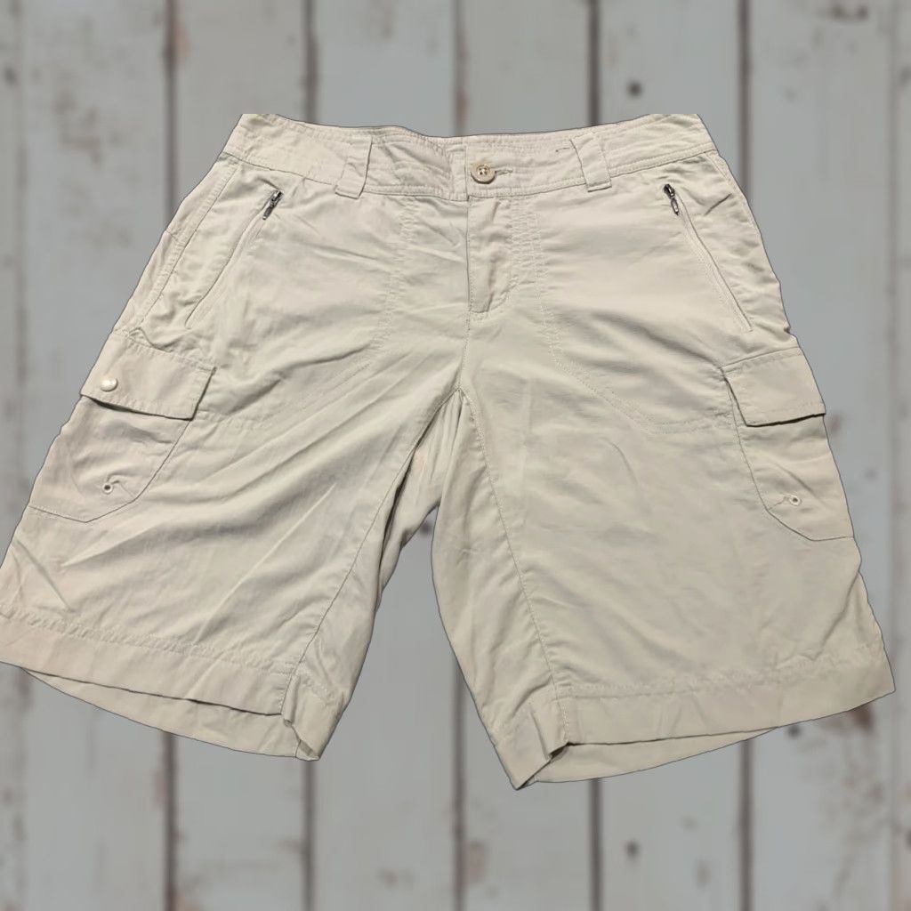 Vintage Columbia Women's Hiking Cargo Shorts Size 6 Outdoor Beige Chino Cotton Flat Front Ladies Size 28" / US 6 / IT 42 - 1 Thumbnail